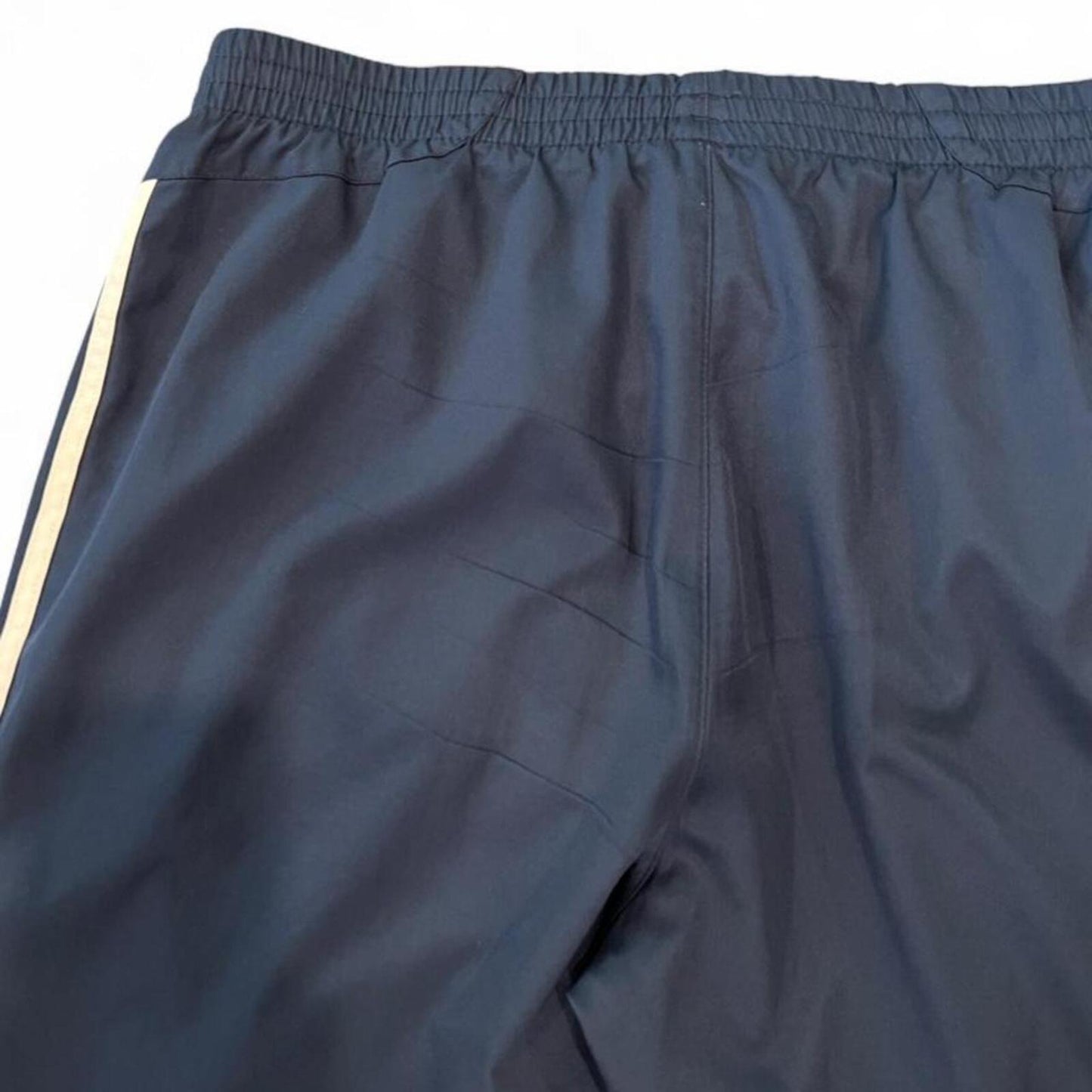 Adidas Navy Wide Leg Track Pants Y2K 3 Stripe Windbreaker Pants