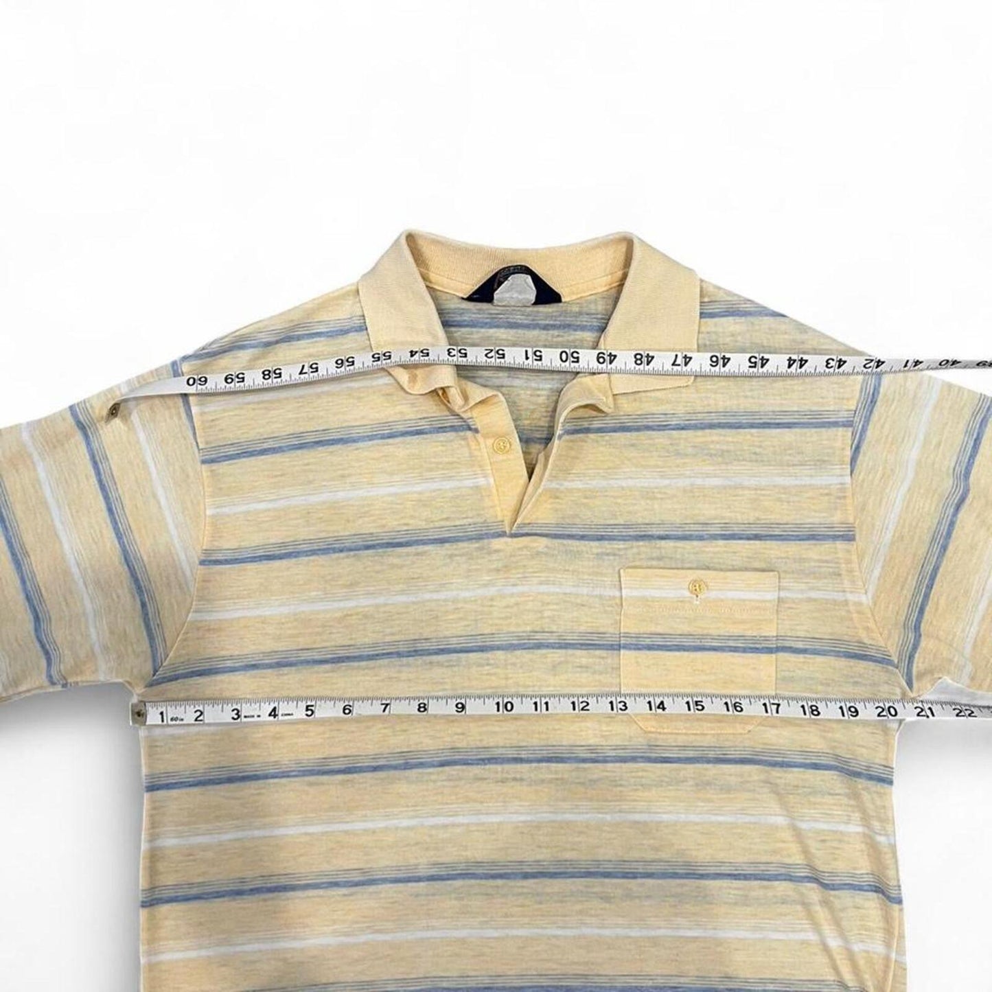 Vintage 90’s Striped Polo Shirt Yellow Blue Soft Cotton Medium