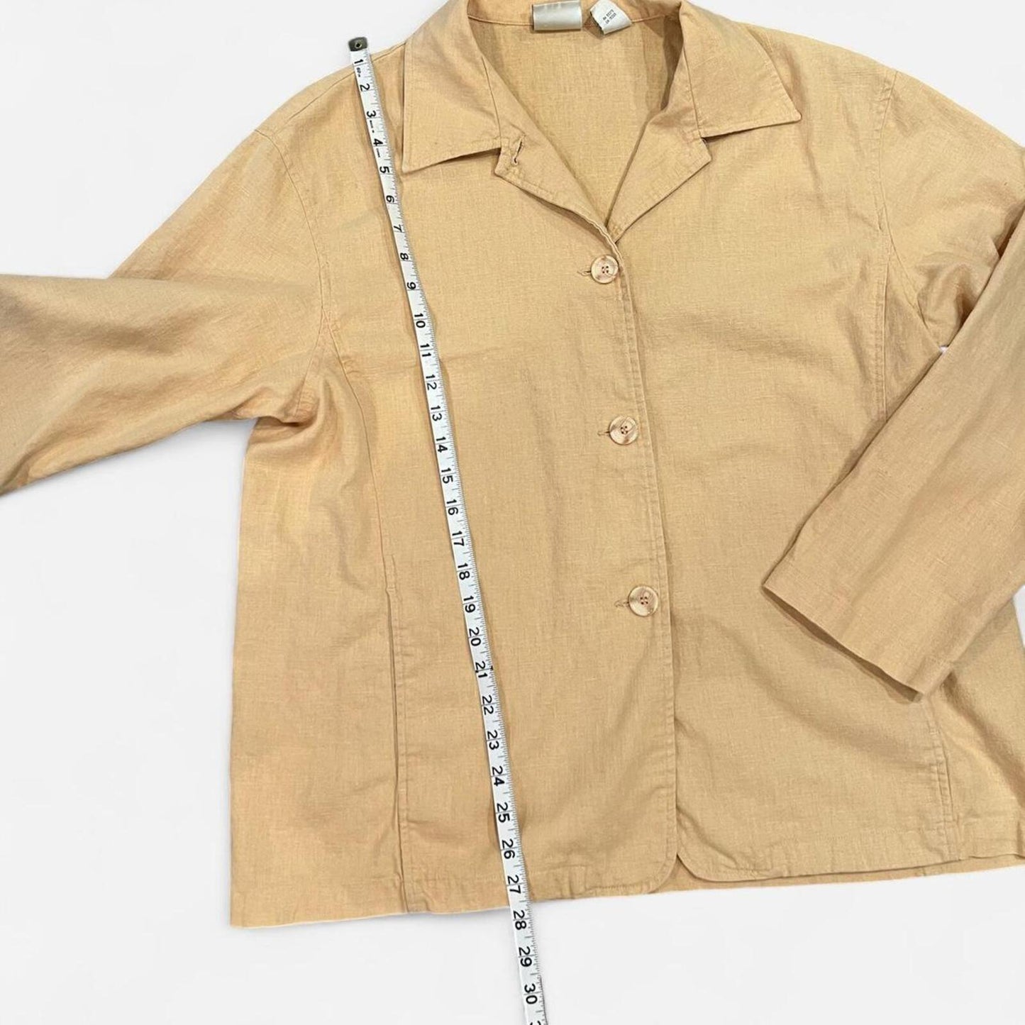 Vintage Butter Yellow Linen Blend Minimal Jacket