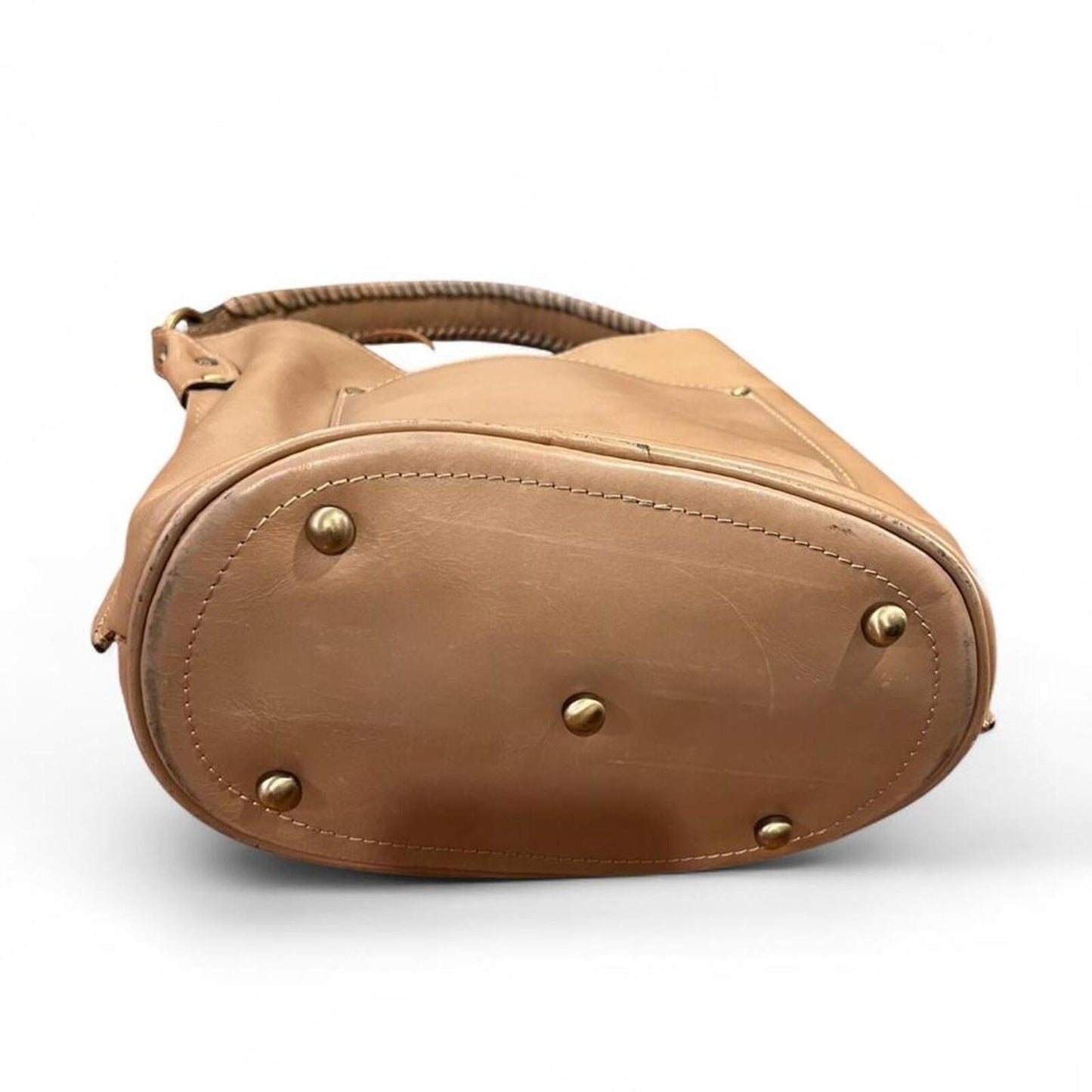 Vintage Y2K Tan Leather Tassel Shoulder Bucket Bag