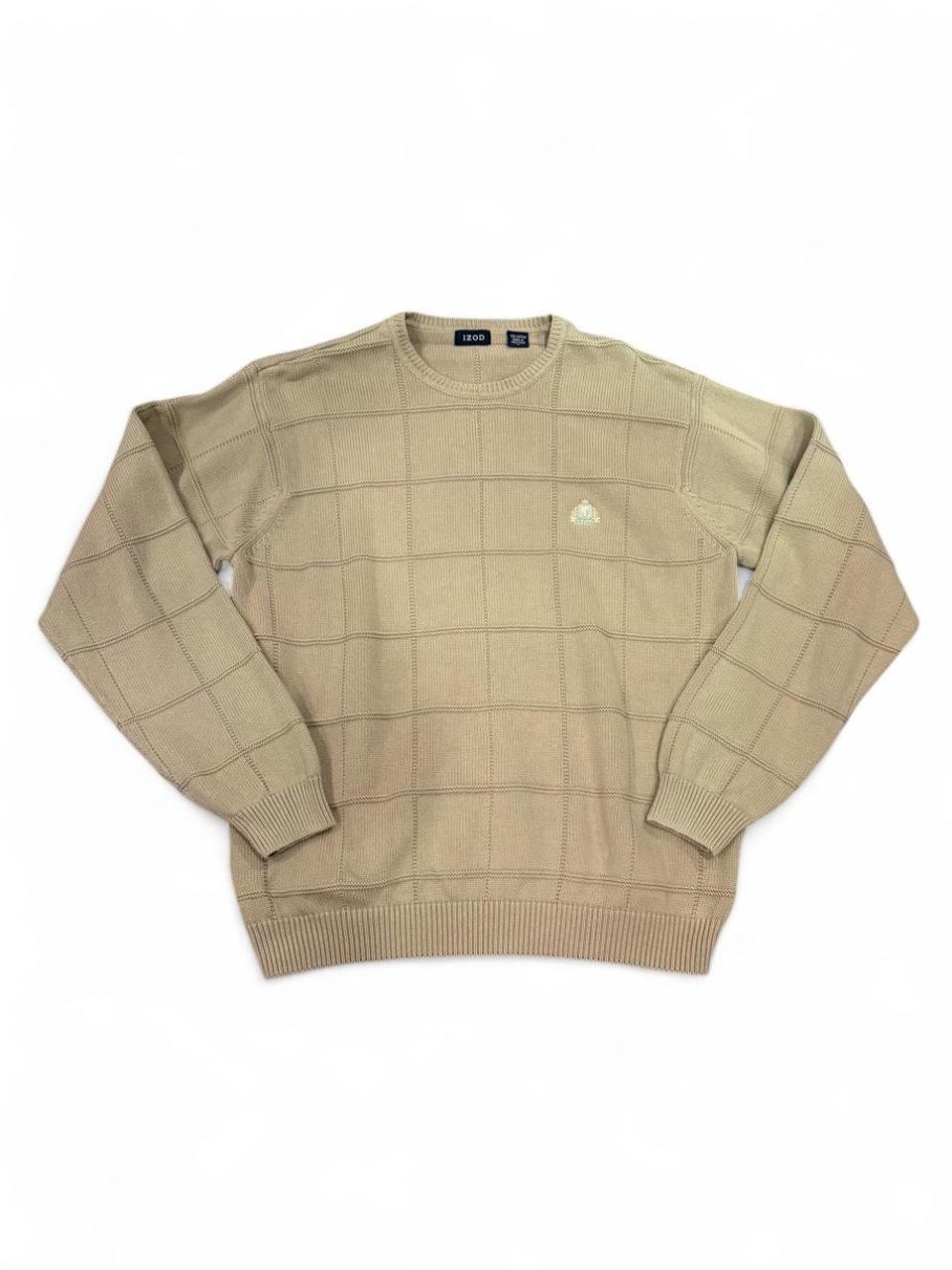 Vintage 90s IZOD Light Green Grid Knit Sweater