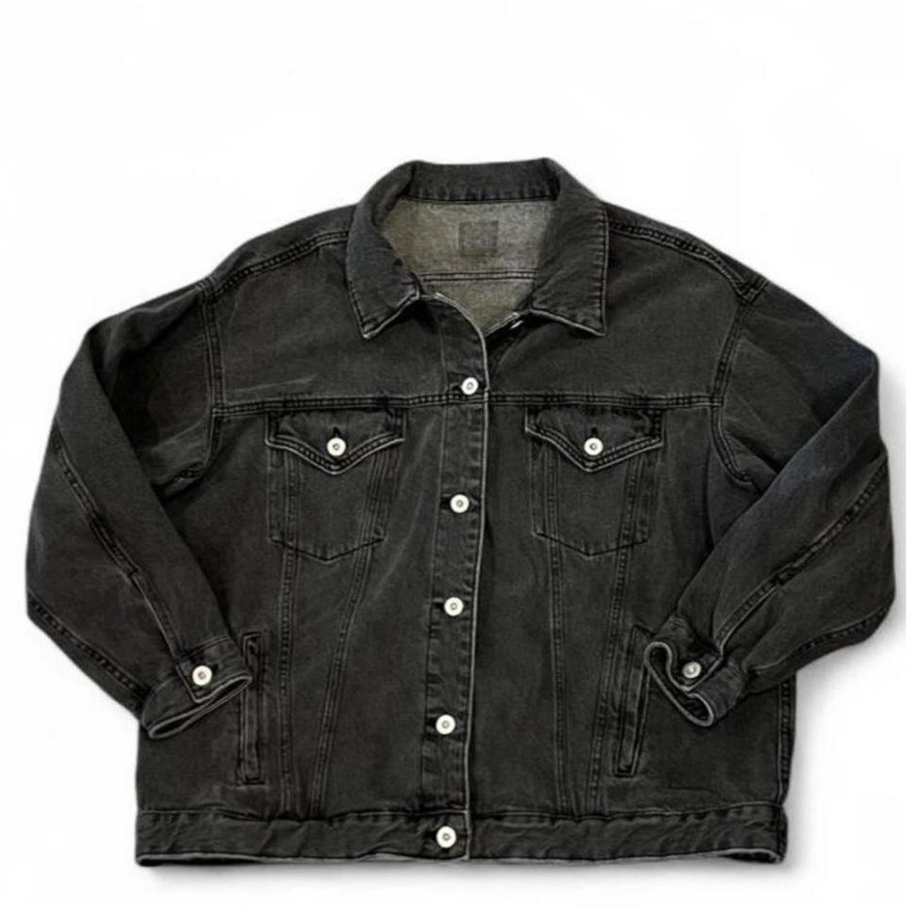 Oversized Washed Black Denim Jacket Y2K Grunge Streetwear
