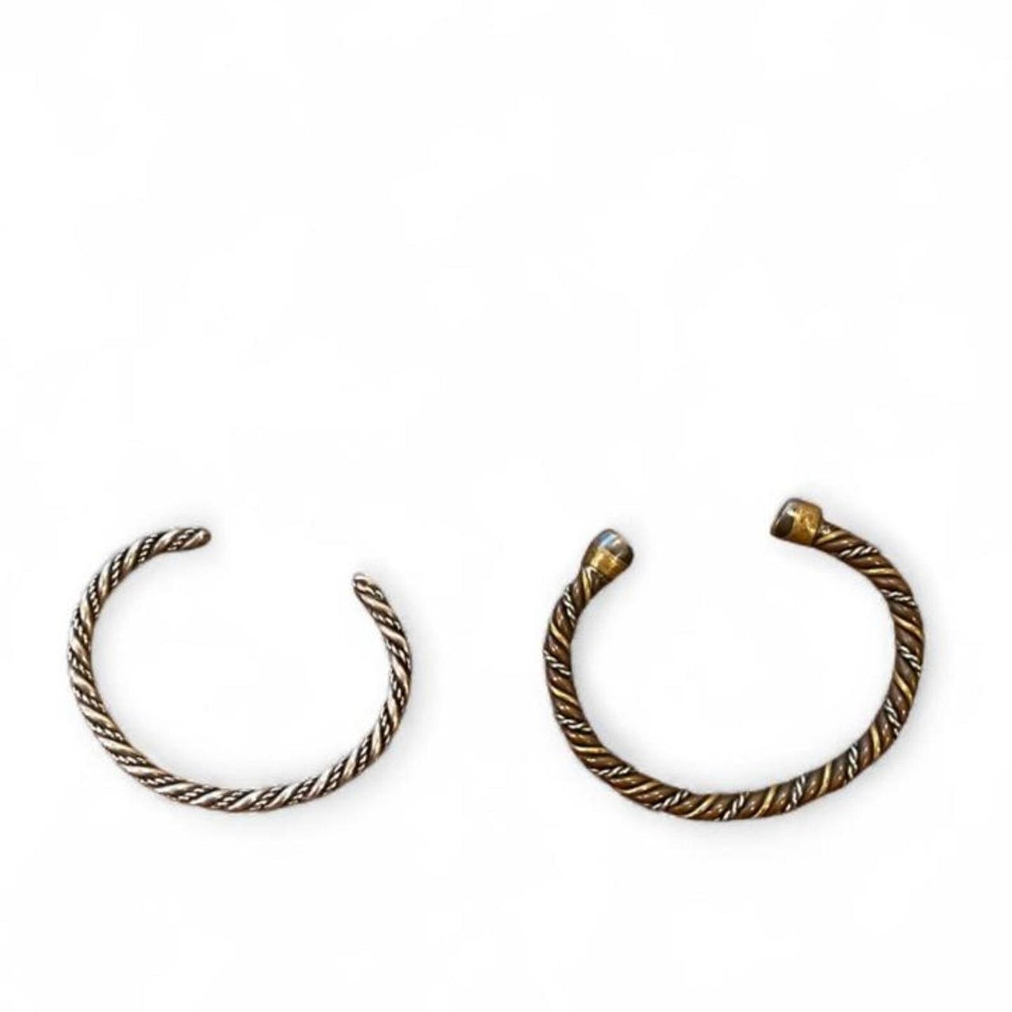 Vintage Twisted Rope Cuff Bracelet Set – Silver & Mixed Metal Boho Bangles