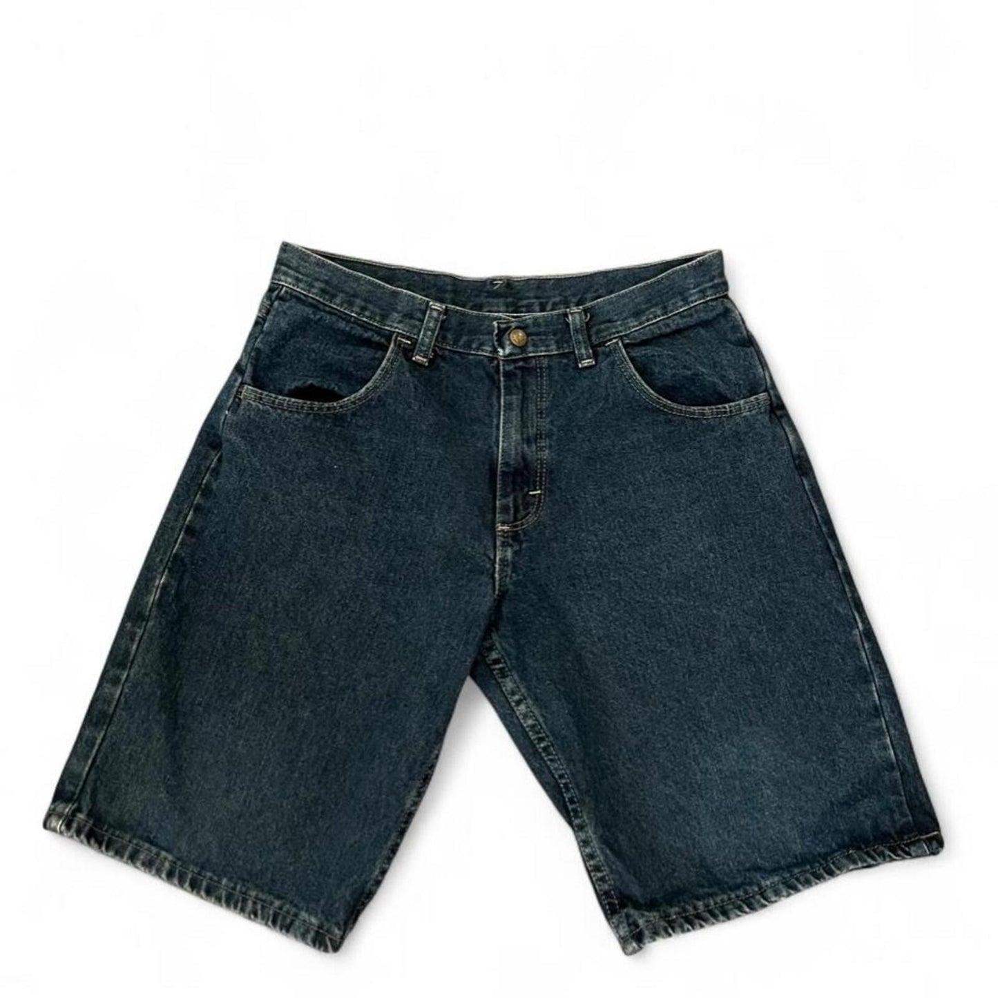 Vintage Y2K Dark Wash Denim Jorts Skater Baggy Long Jean Shorts