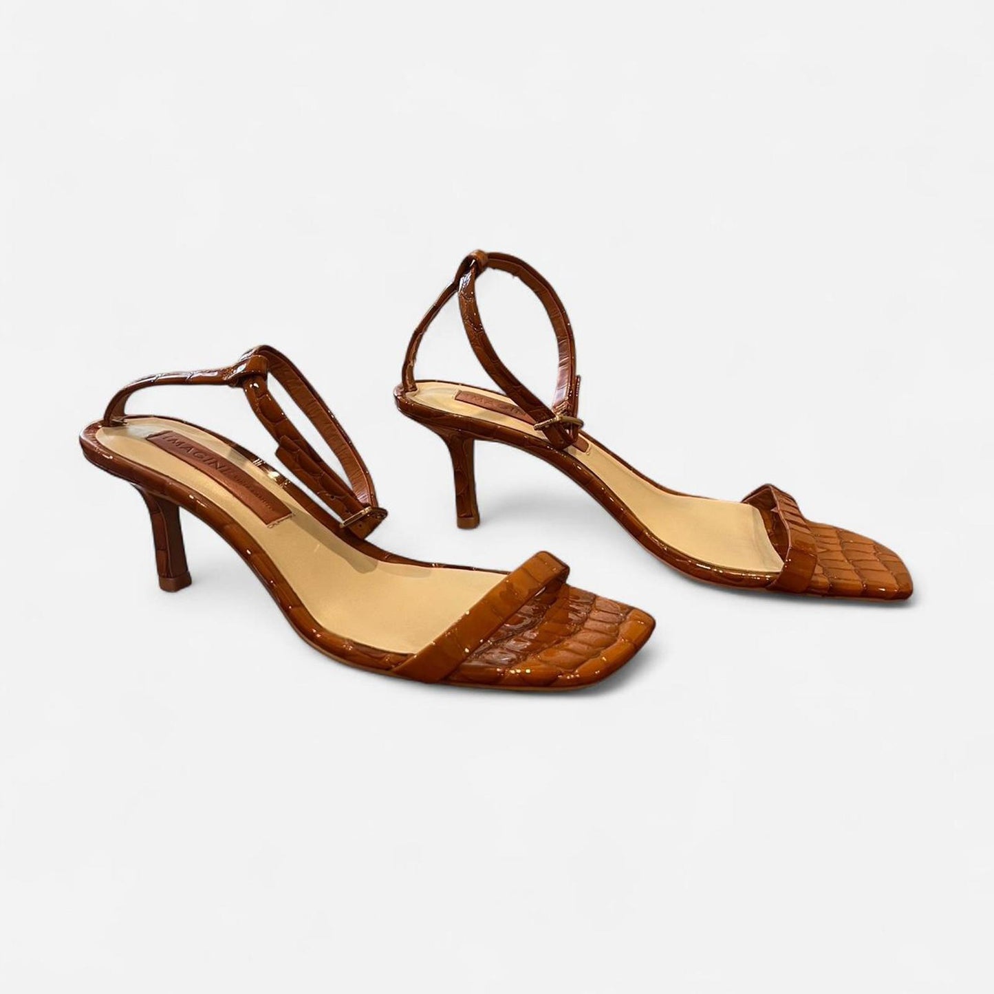 Brown Croc Embossed Heels