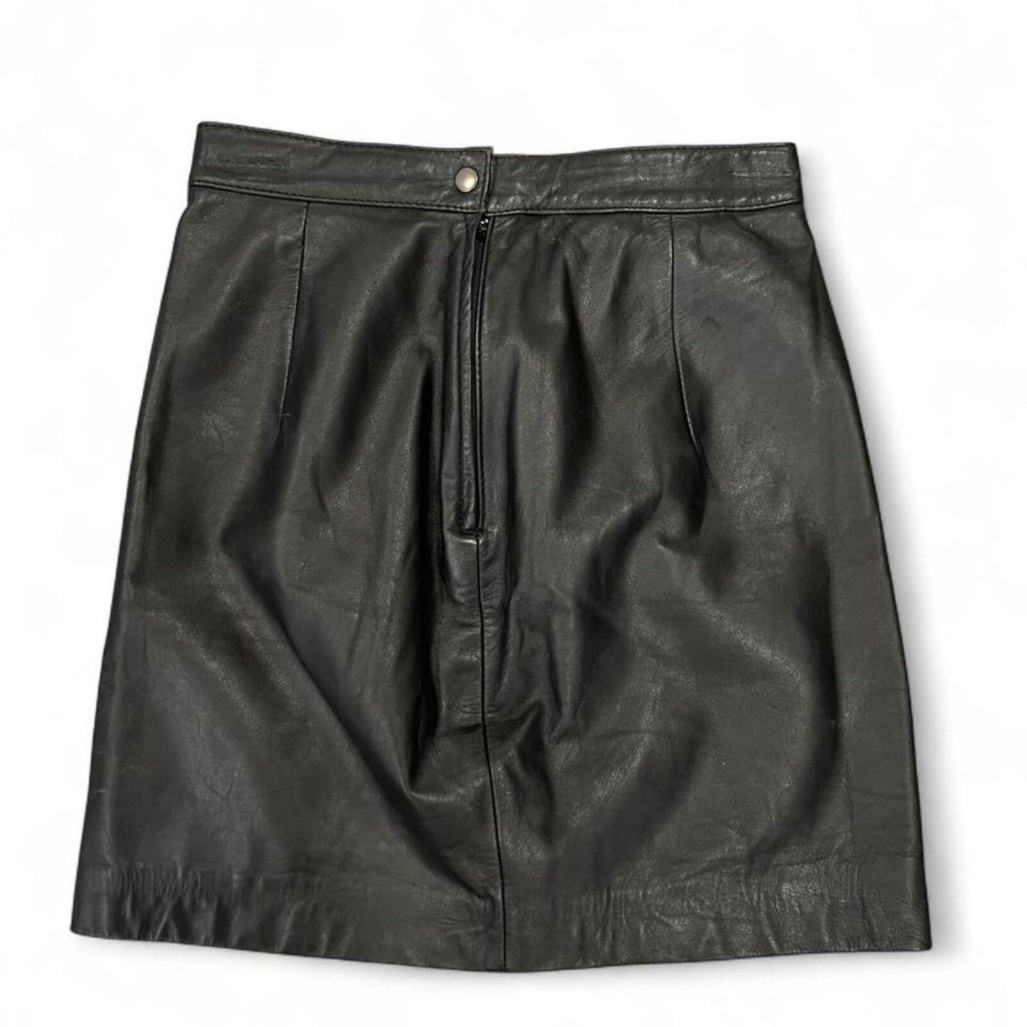 Vintage Black Leather Mini Skirt Genuine Leather Y2K 90s