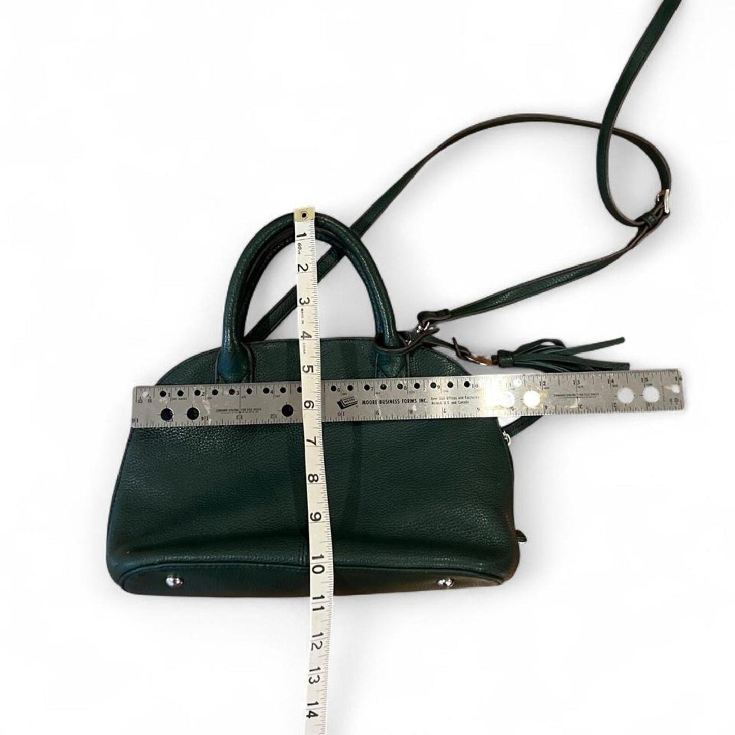 Vintage Tignanello Forest Green Leather Satchel Crossbody Bag