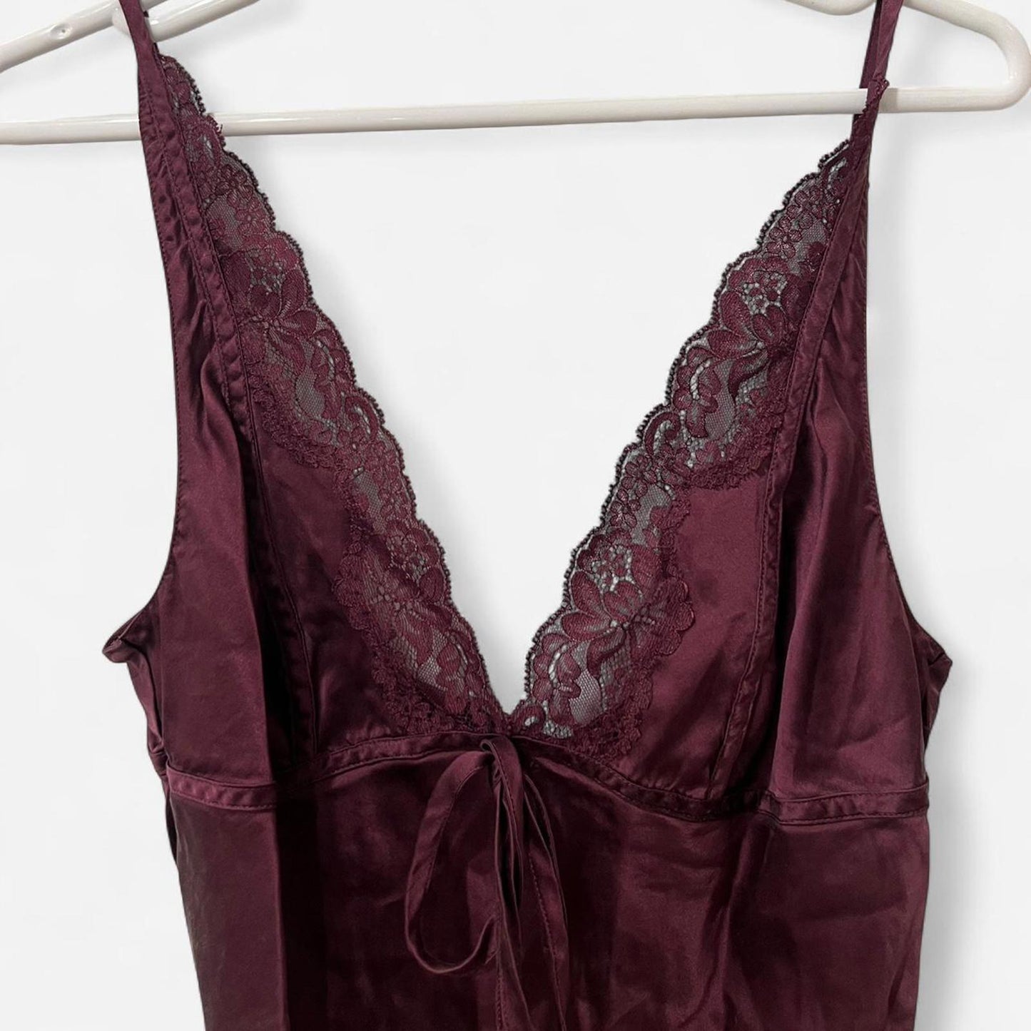 Y2K Victoria’s Secret Burgundy Silk Lace Tank Top
