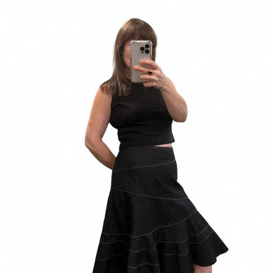 Vintage Y2K DKNY Jeans Dark Wash Denim Mermaid Midi Skirt