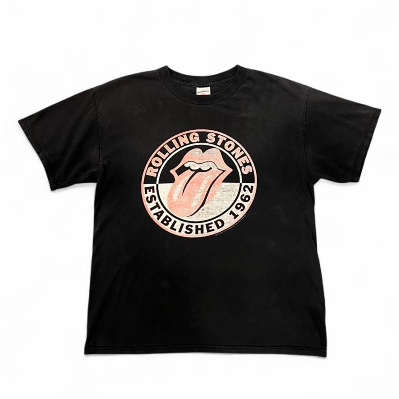 Vintage Y2K Rolling Stones Band Tee Black Faded Graphic T Shirt