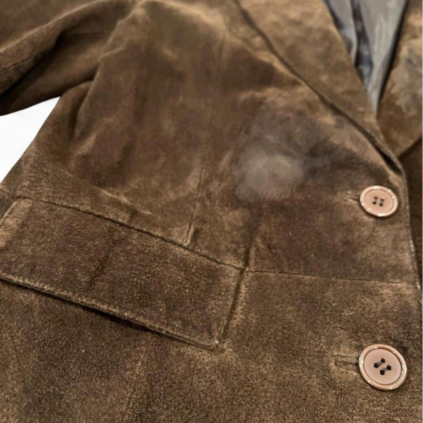 Vintage Brown Suede Leather Blazer Jacket 90s Minimalist Boho