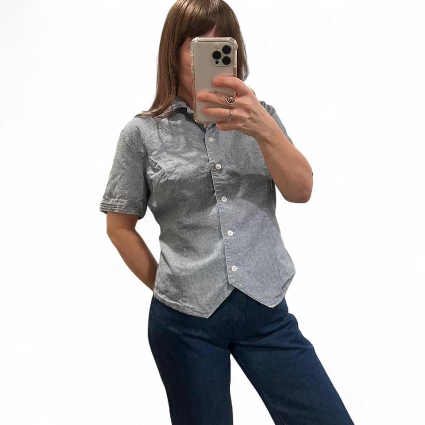 Vintage 90’s Micro Check Chambray Button Up
