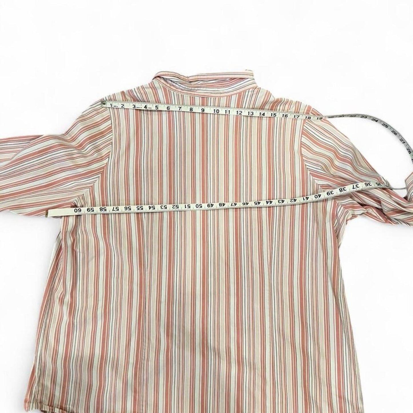 Y2K Pink Cotton Stripe Button Up Shirt Oversized Preppy Coastal 3X