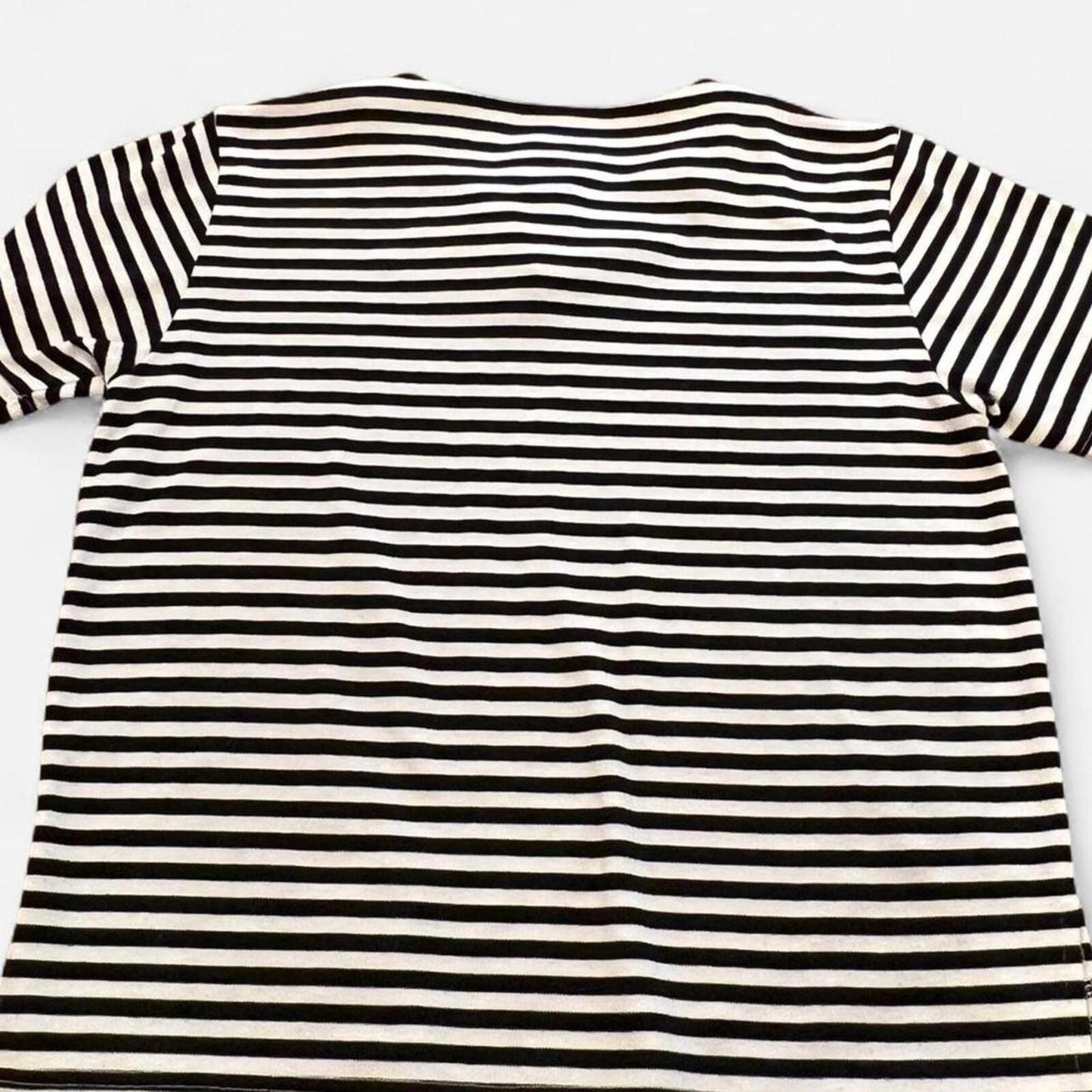 Vintage Adolfo Sport Striped Tee Black White Minimal Boxy