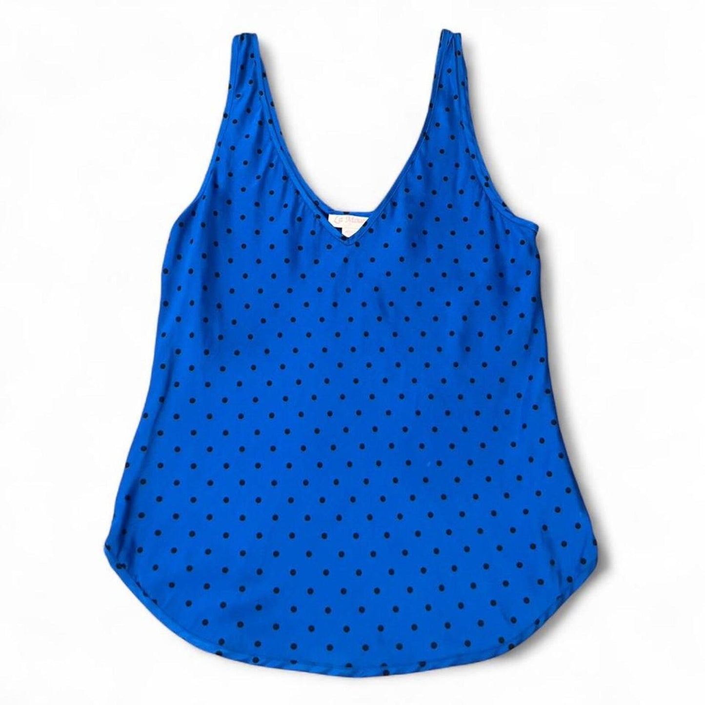 Vintage Y2K cobalt blue silk polka dot tank top