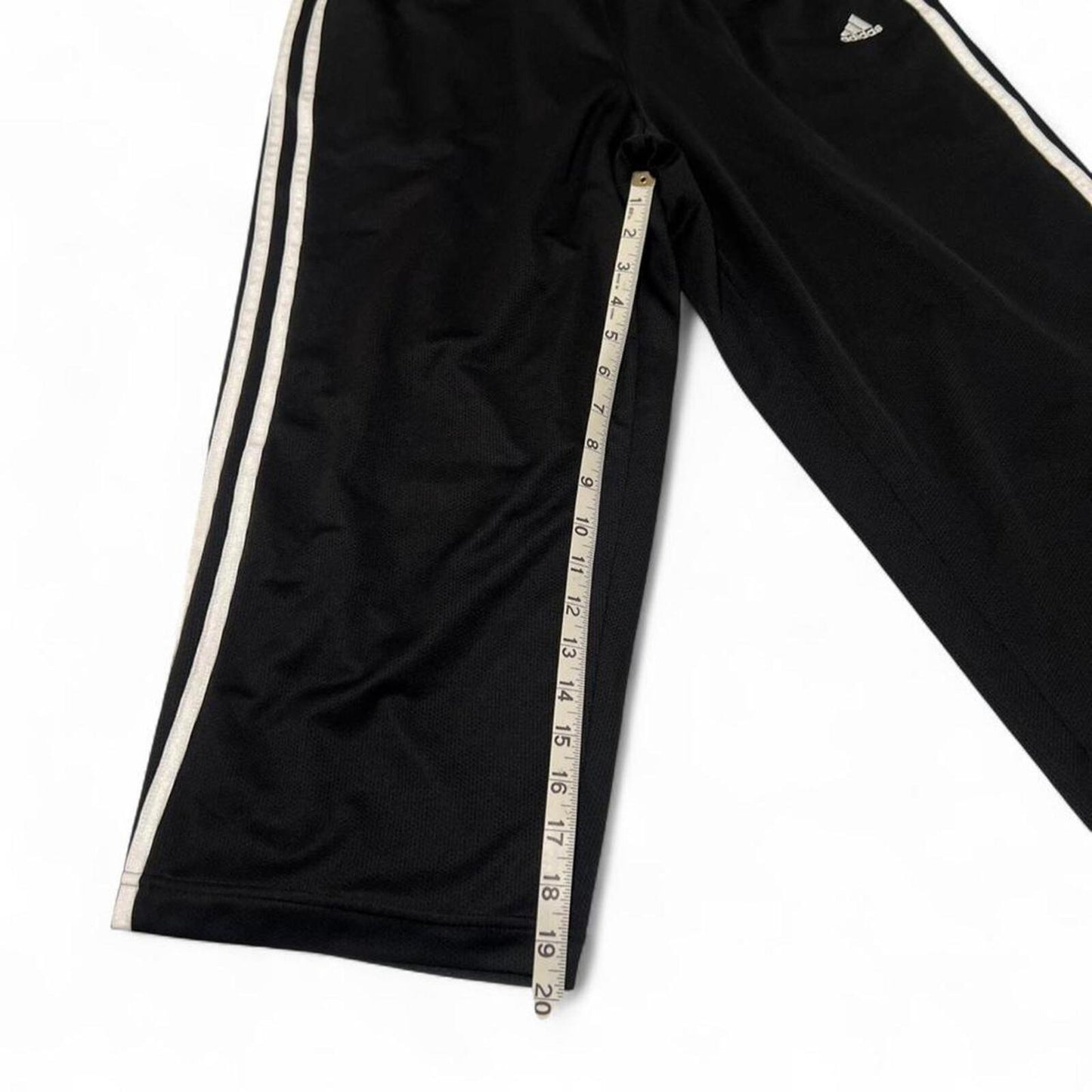 Adidas Black 3 Stripe Track Pants Cropped Wide Leg Y2K