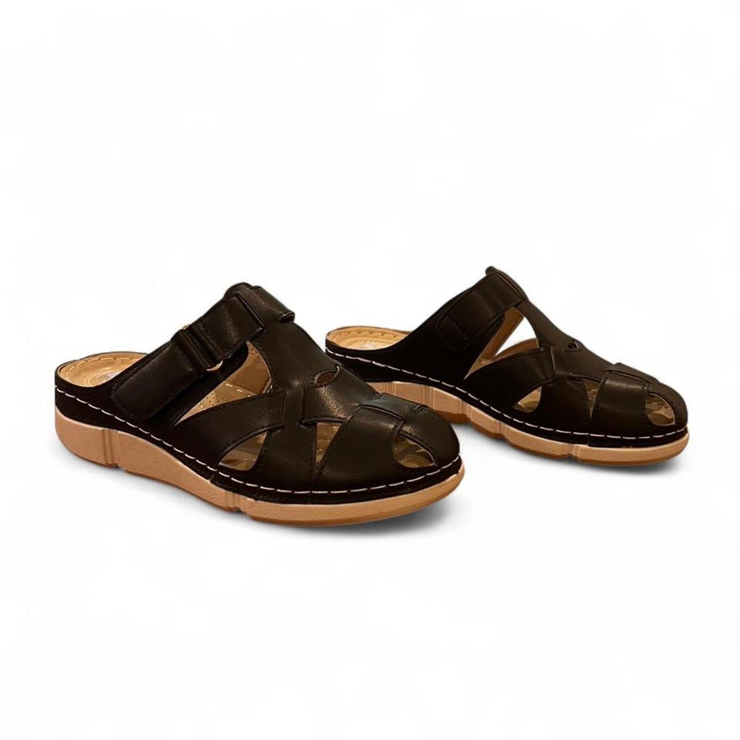 Black Fisherman Sandals Chunky Comfort Slides