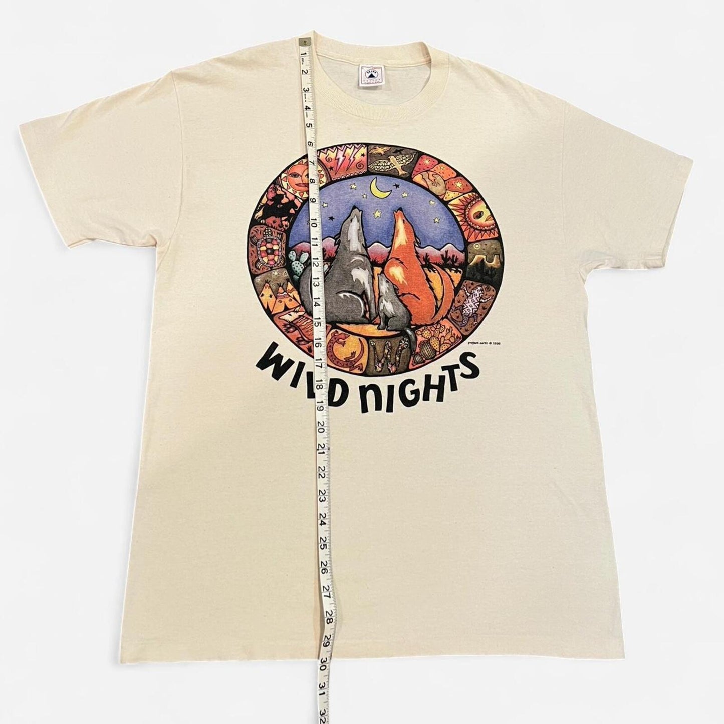 Vintage 90’s Project Earth Wild Nights Wolf Graphic Tee Made USA