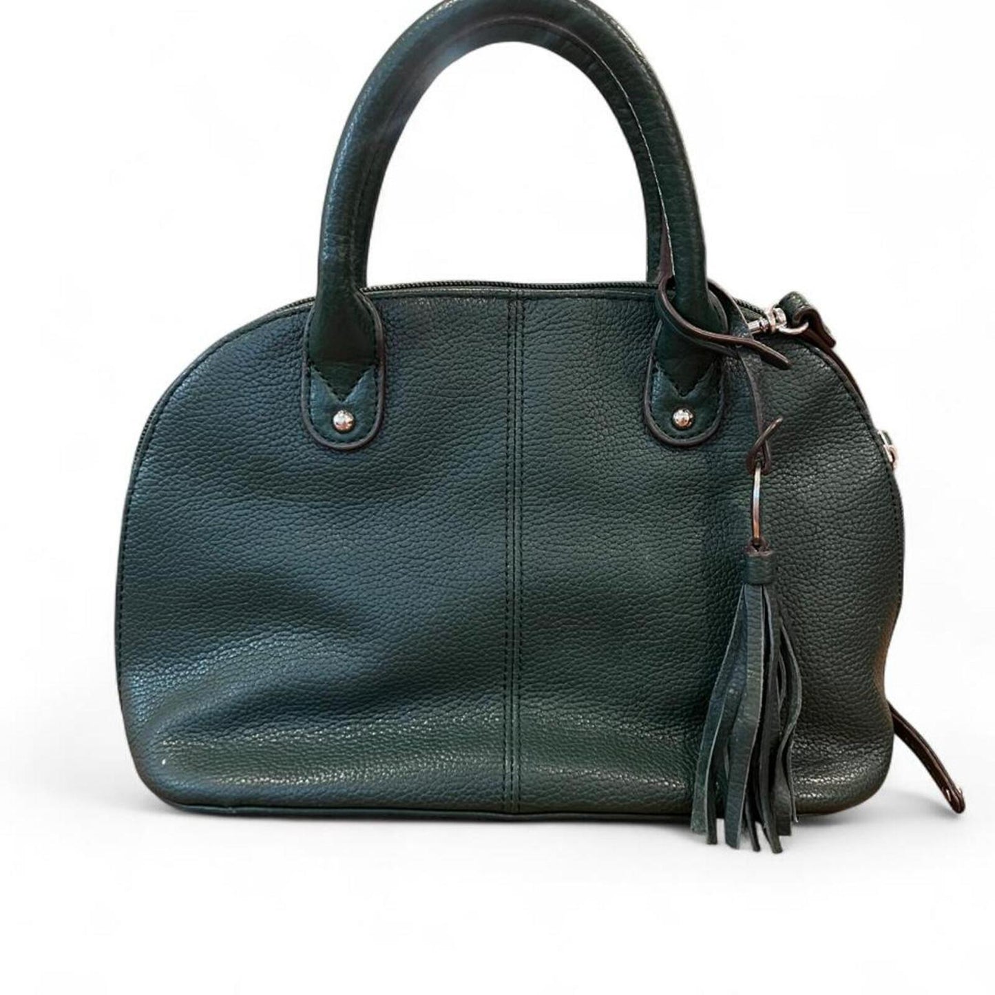 Vintage Tignanello Forest Green Leather Satchel Crossbody Bag