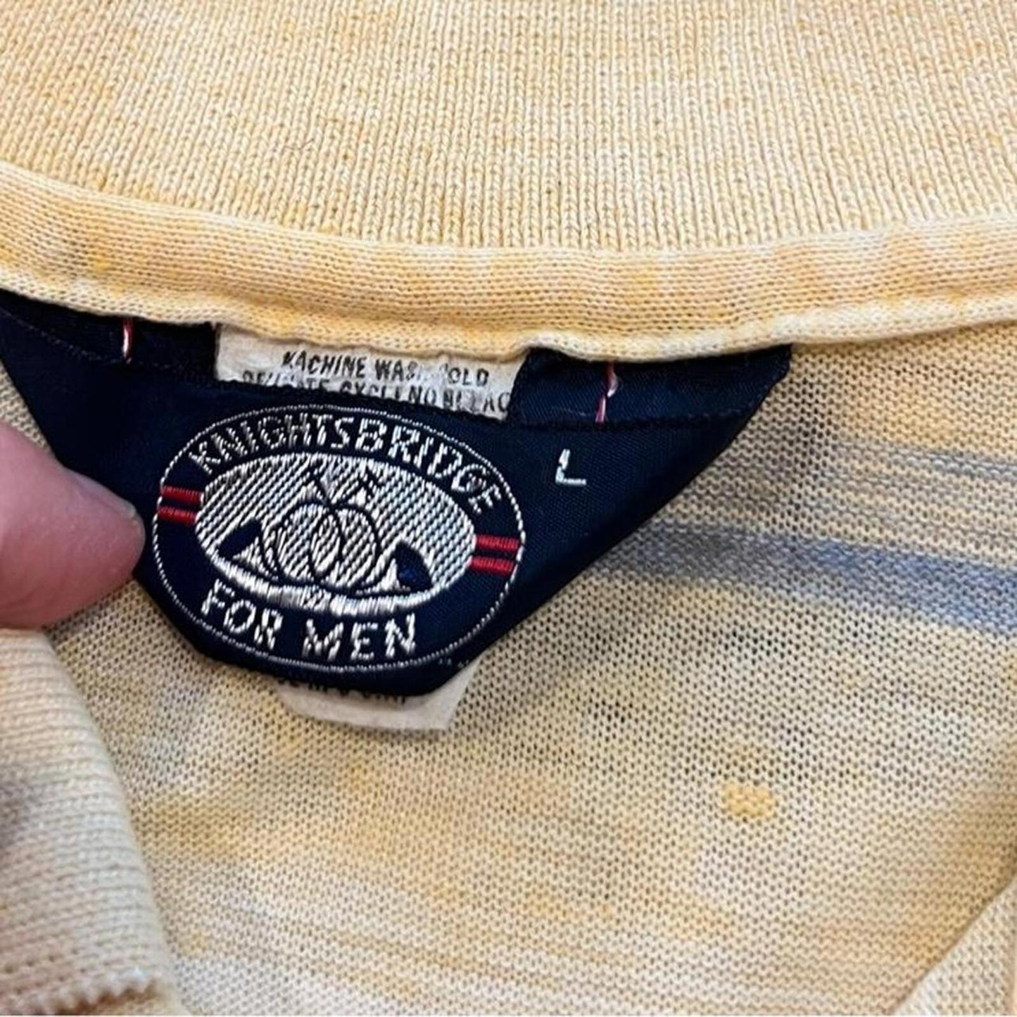 Vintage 90’s Striped Polo Shirt Yellow Blue Soft Cotton Medium