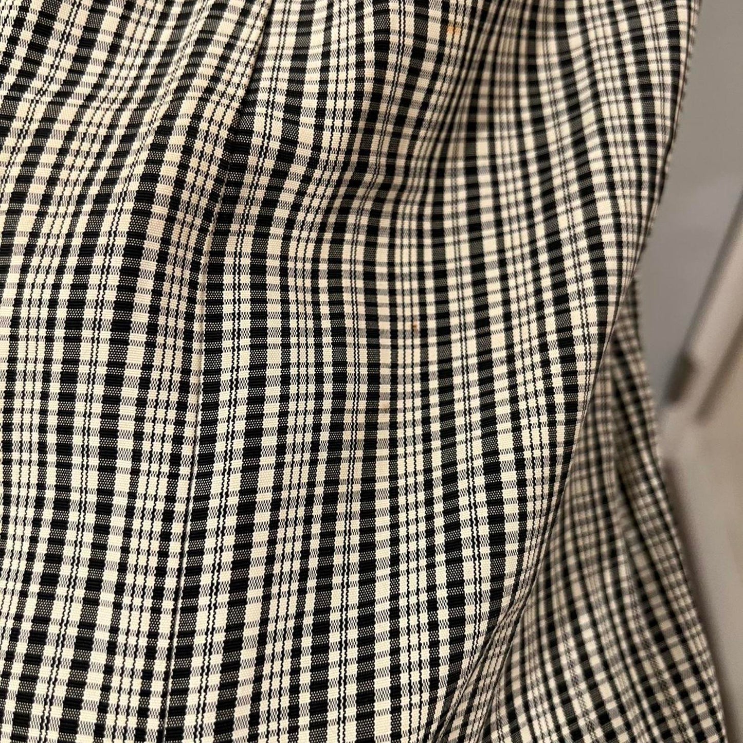 Vintage 90’s Black & White Gingham Button Front Midi Dress