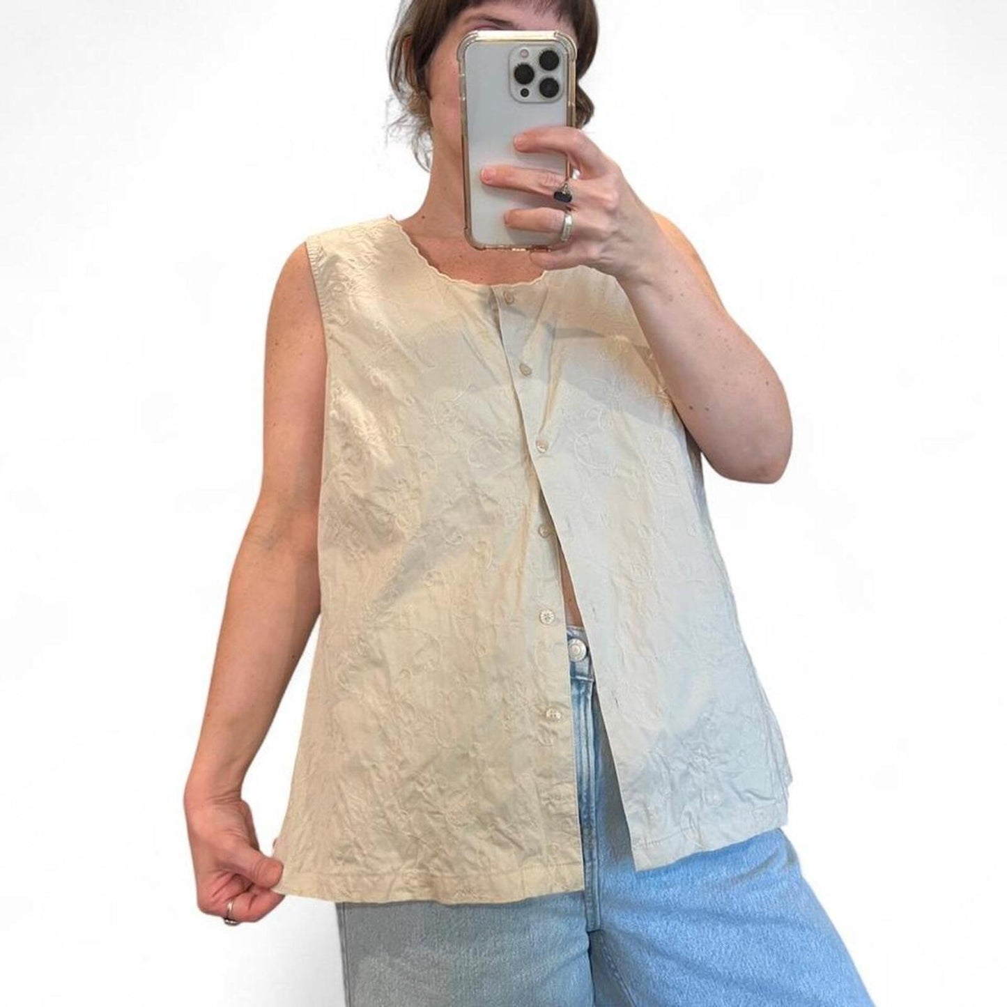 Vintage 90’s Embroidered Cotton Tank