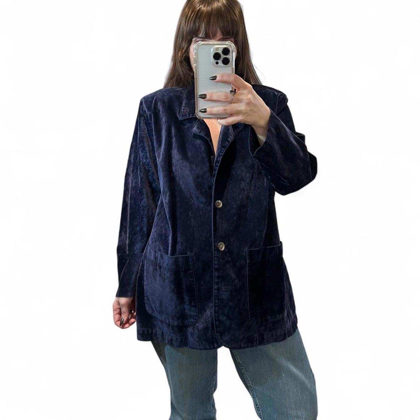 Vintage Navy Velvet Blazer Jacket M