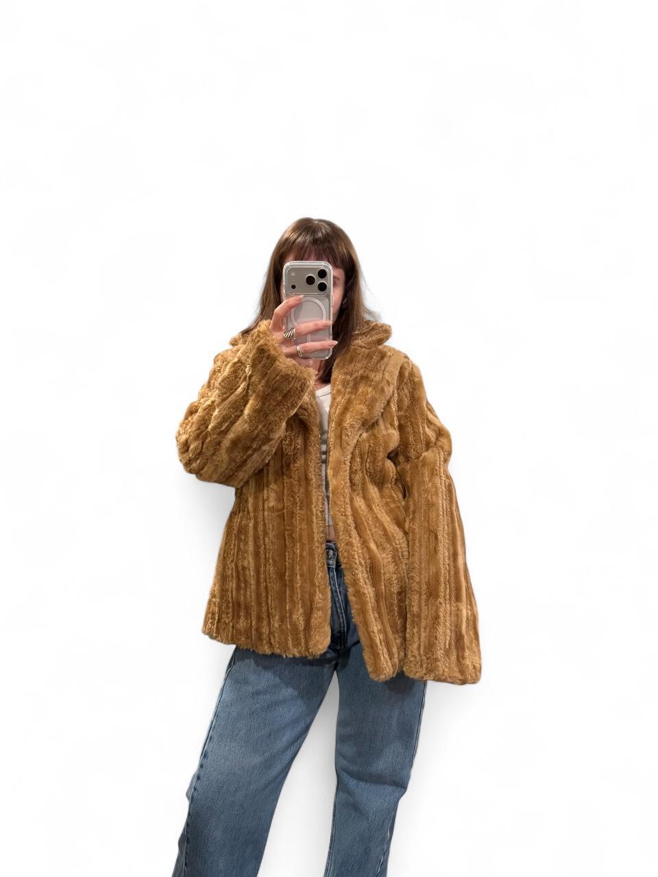 Vintage Y2K Camel Faux Fur Jacket XXL