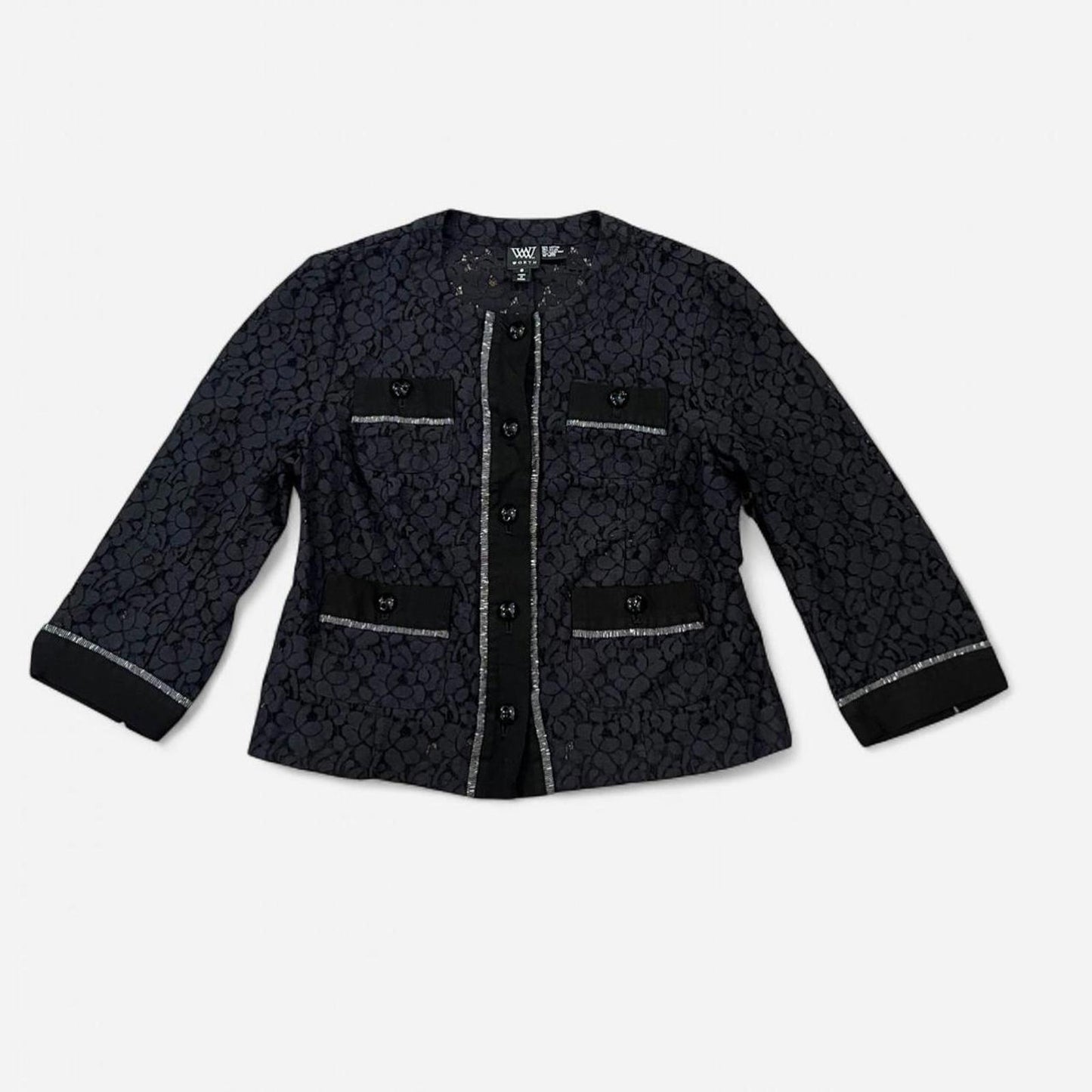 Y2K Black Lace Button Up Blouse