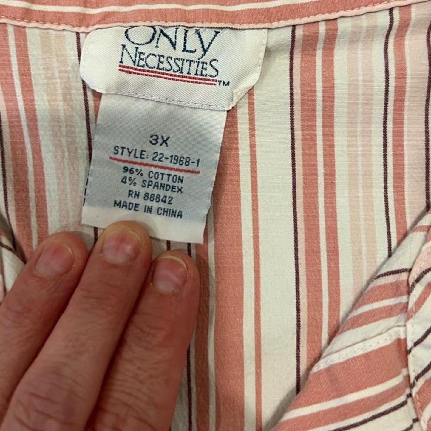 Y2K Pink Cotton Stripe Button Up Shirt Oversized Preppy Coastal 3X