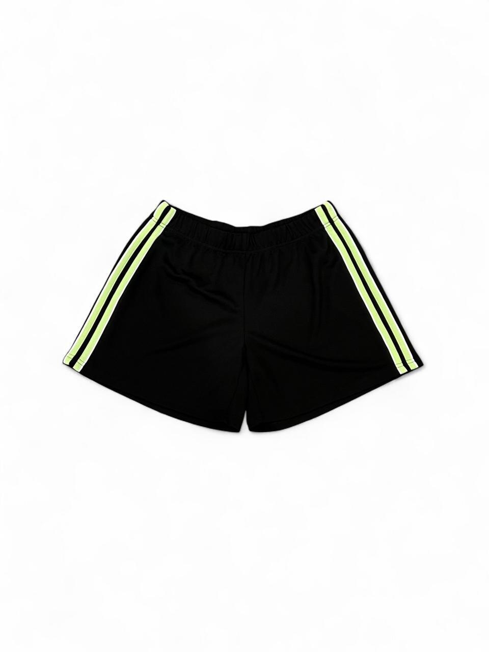 Y2K Black Athletic Dolphin Shorts Neon Side Stripe Retro Gym Lounge M