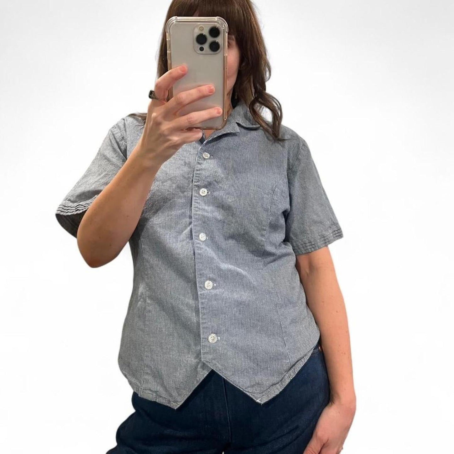 Vintage 90’s Micro Check Chambray Button Up