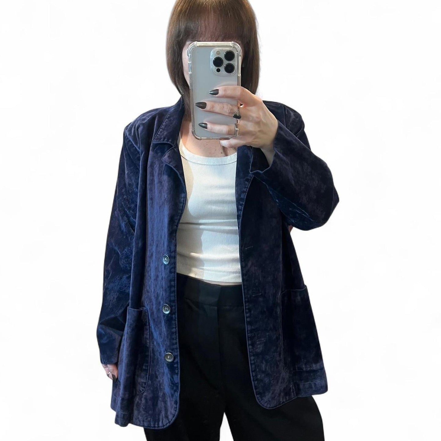 Vintage Navy Velvet Blazer Jacket M