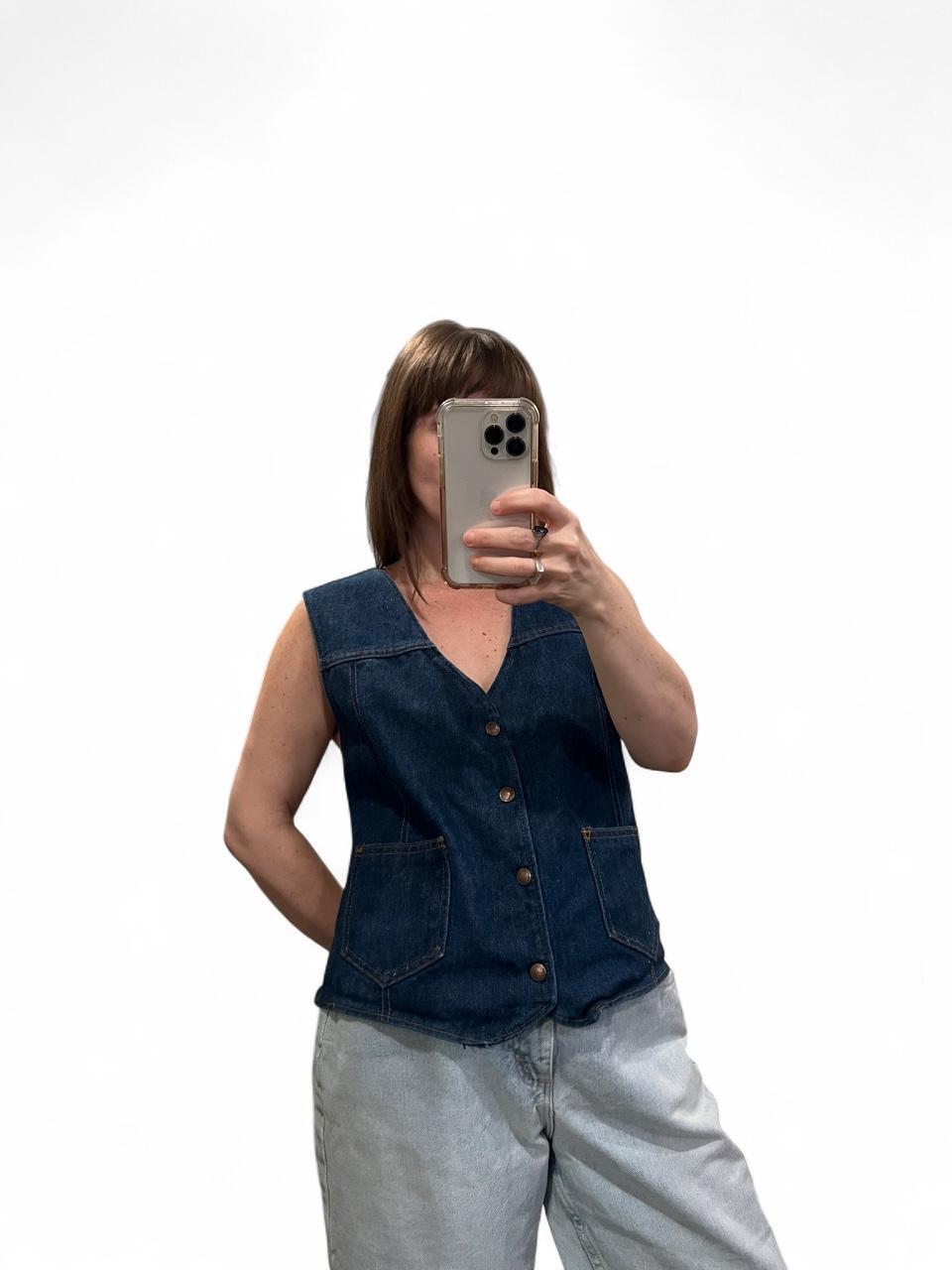 Vintage 90s Dark Wash Denim Vest Top