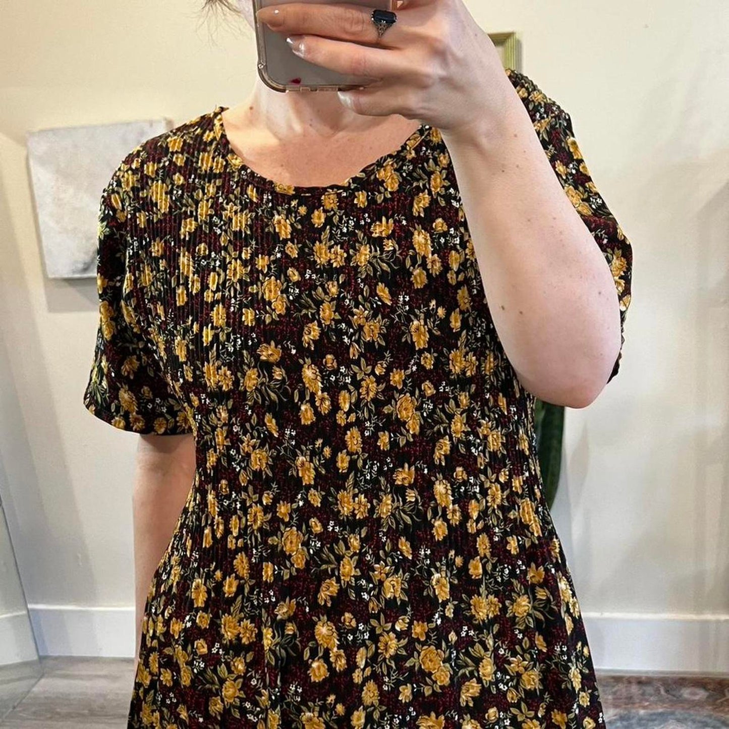Vintage Floral Smocked Midi Dress | 100% Cotton