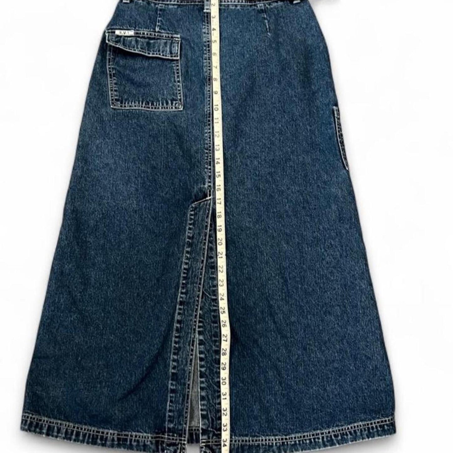 Vintage Y2K Denim Cargo Maxi Skirt Blue Jean A-Line Pocket Skirt