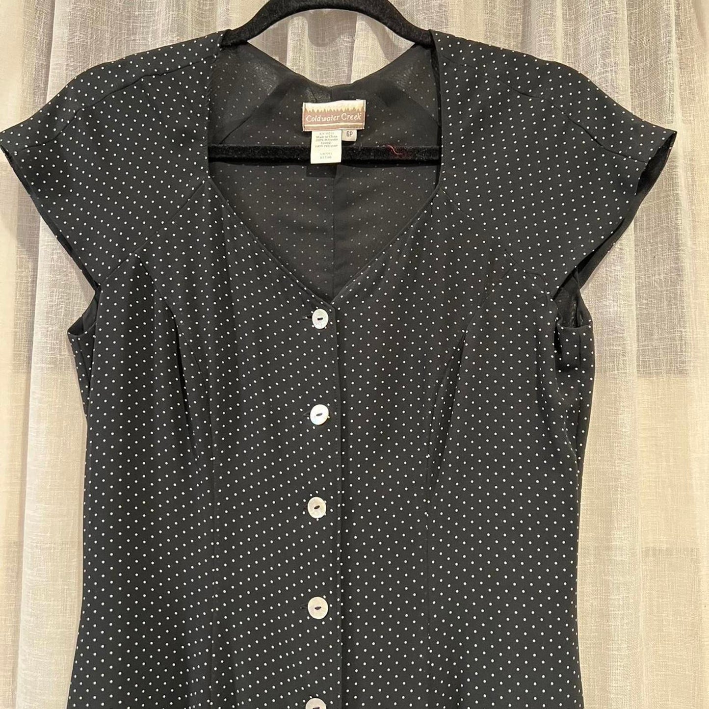 Vintage Polka Dot Button Midi Dress