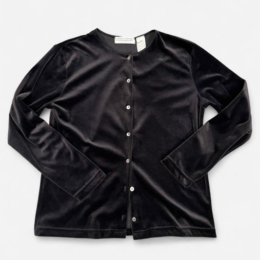 Vintage Y2K Black Velvet Button Cardigan