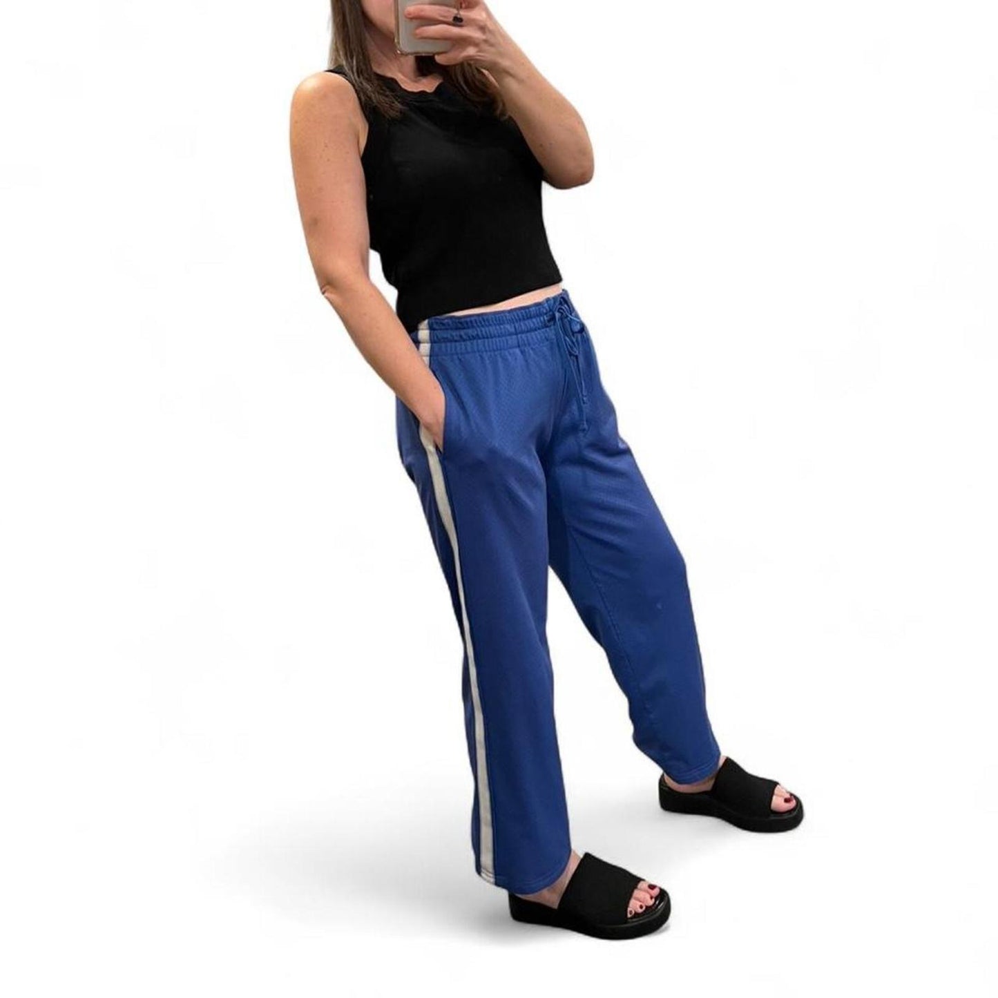 Y2K Blue Mesh Cropped Track Pants