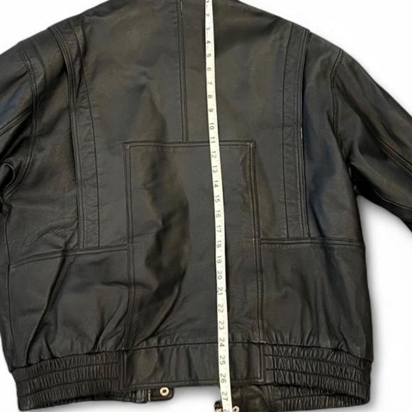 Vintage 90s Black Leather Bomber Jacket Oversized Genuine Leather Coat
