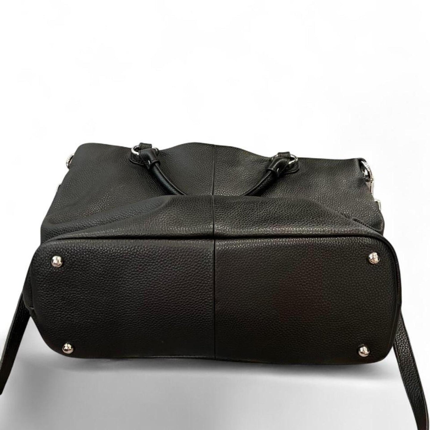 Black Pebbled Leather Slouchy Tote Bag Oversized Shoulder Crossbody Purse