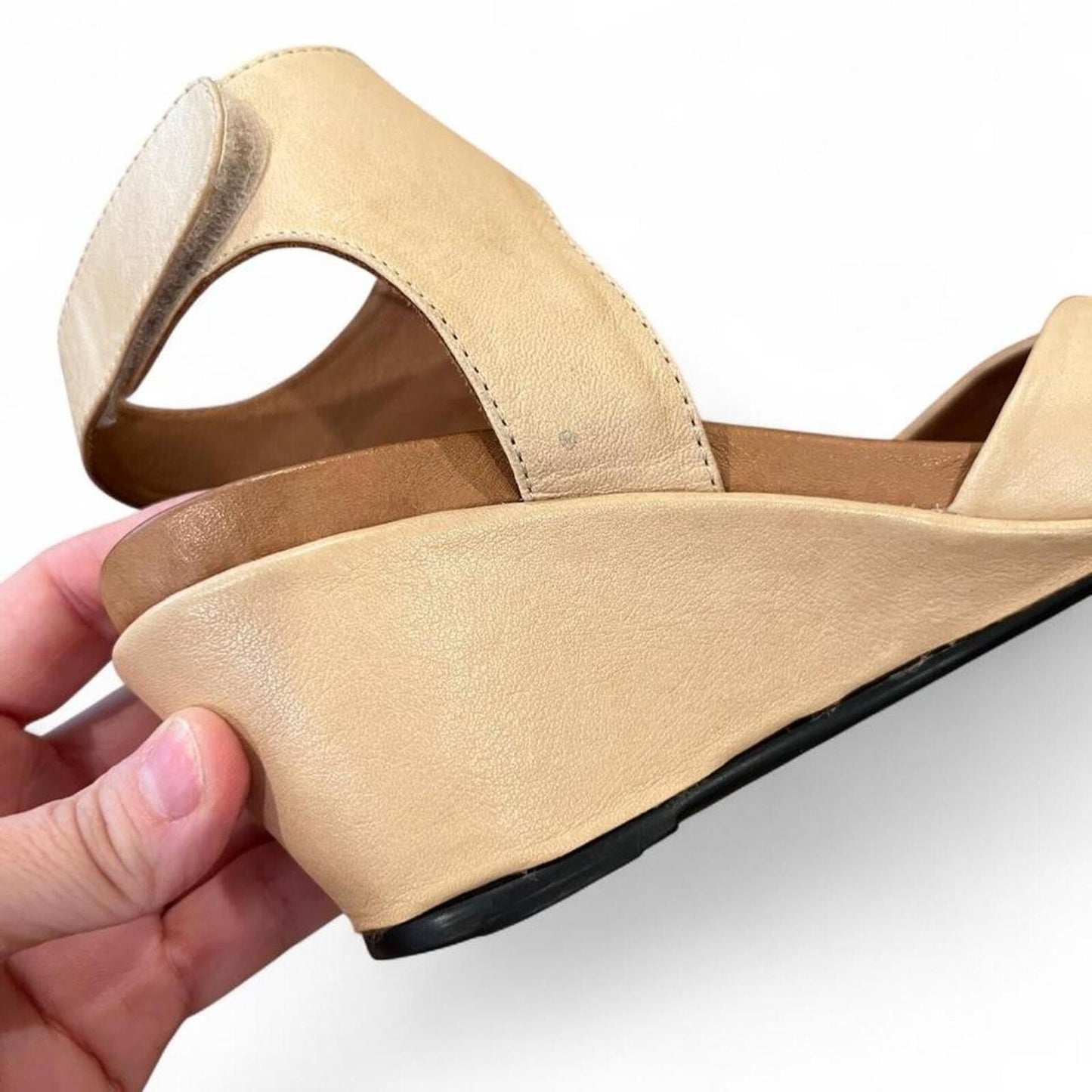 Vintage Minimal Leather Wedge Sandals