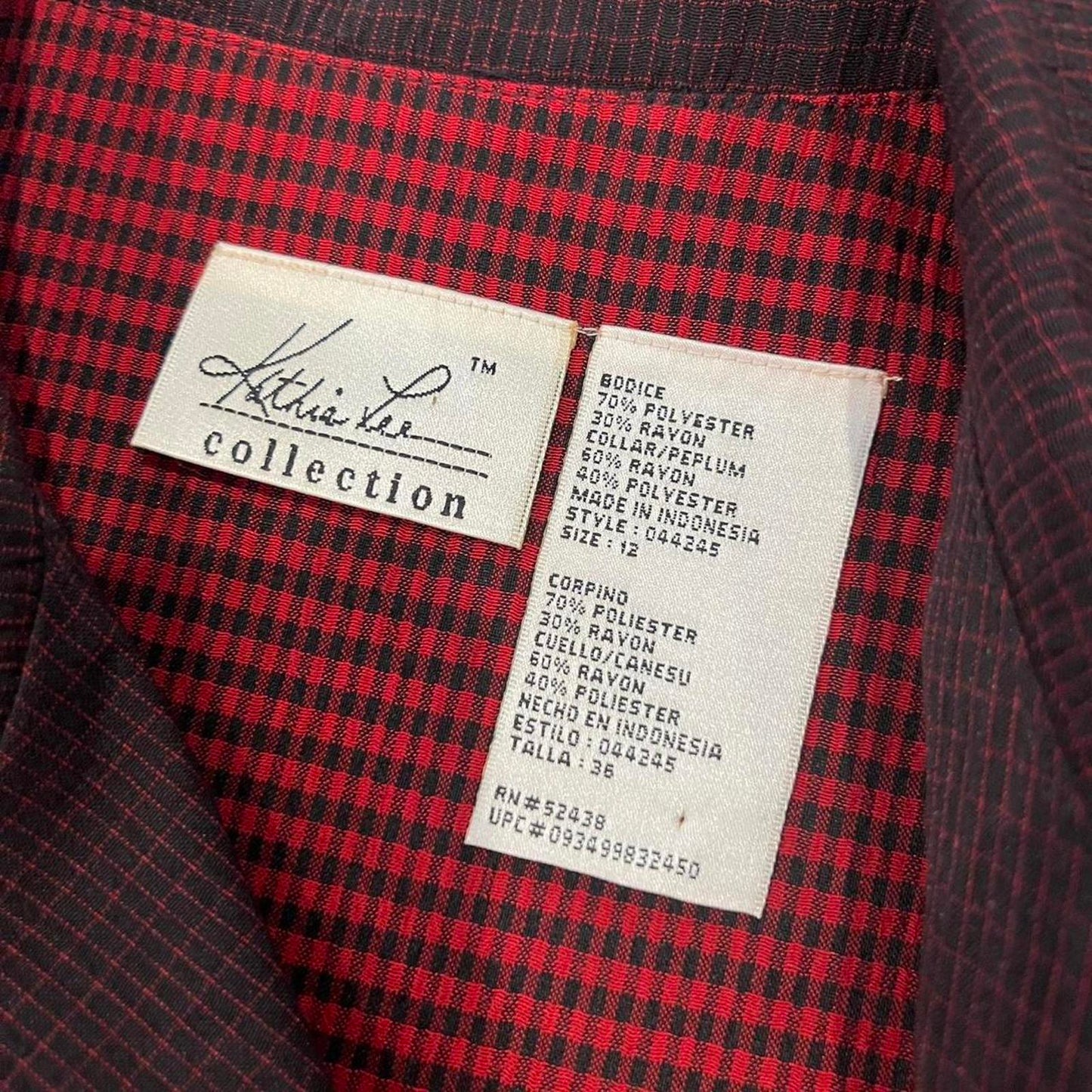 Vintage 90s Red Gingham Blouse Button Front Top