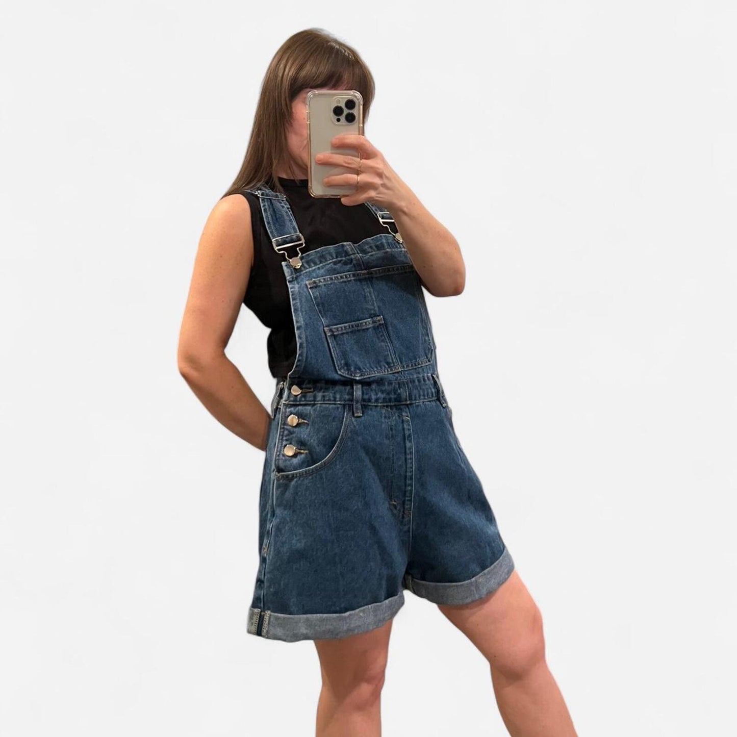 Y2K Denim Overall Shorts Carpenter Style Small