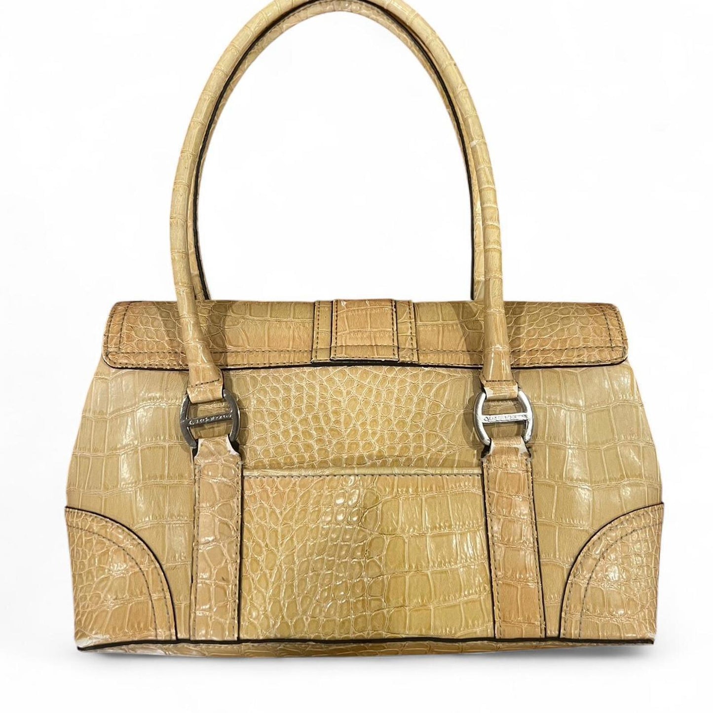 Y2K Vintage Yellow Croc Embossed Shoulder Bag