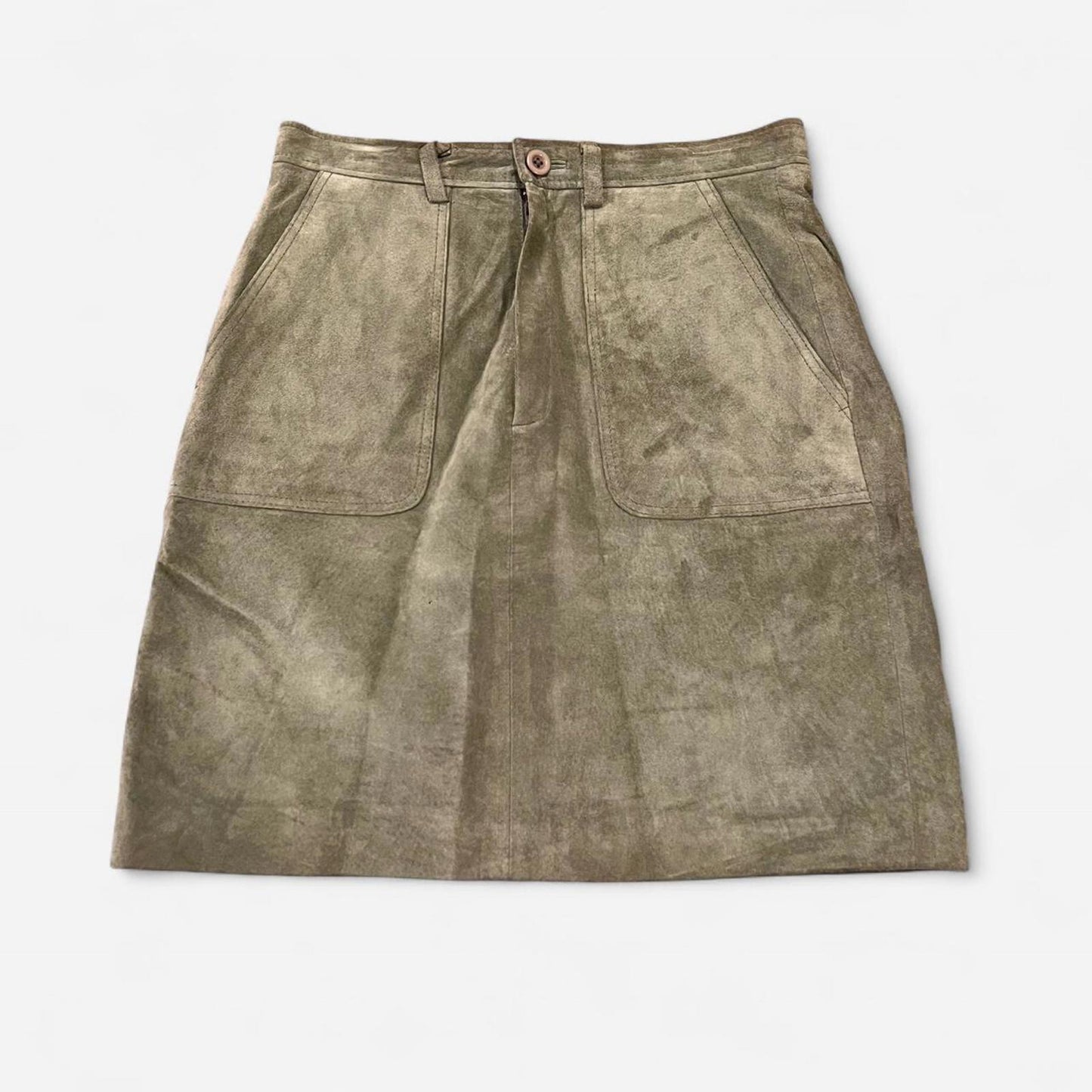 Vintage 90s Olive Suede Skirt