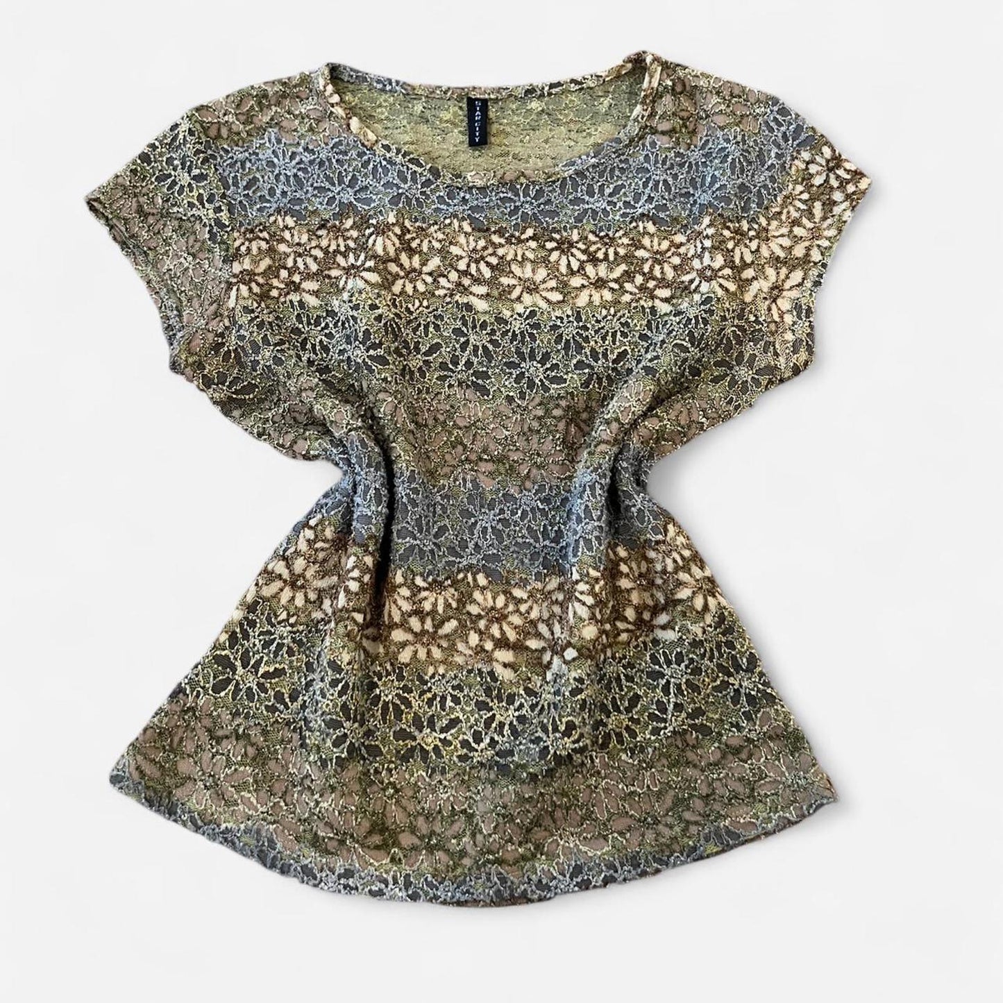 Y2K Sheer Lace Top Fairy Grunge Mesh Floral Stretch Tee