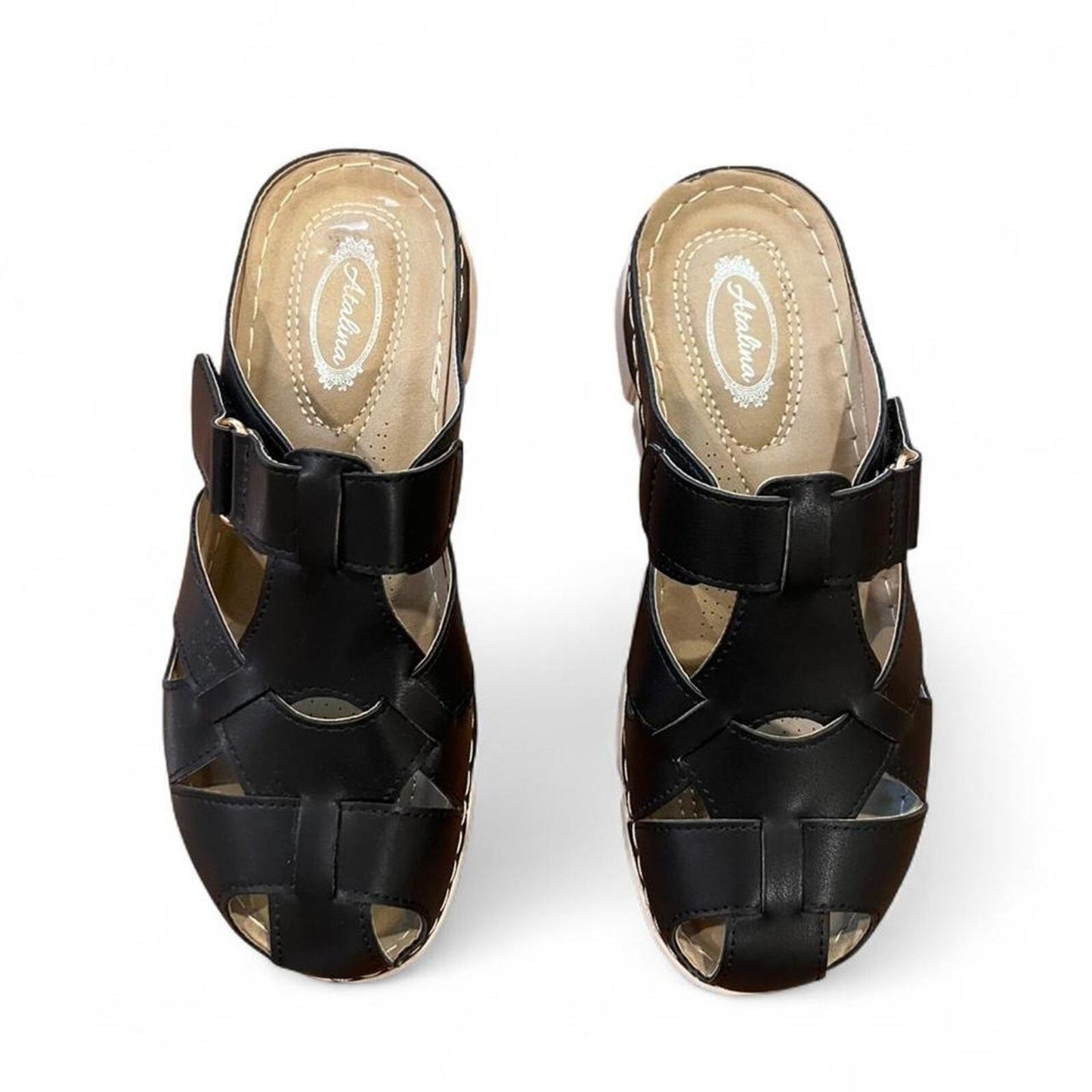 Black Fisherman Sandals Chunky Comfort Slides