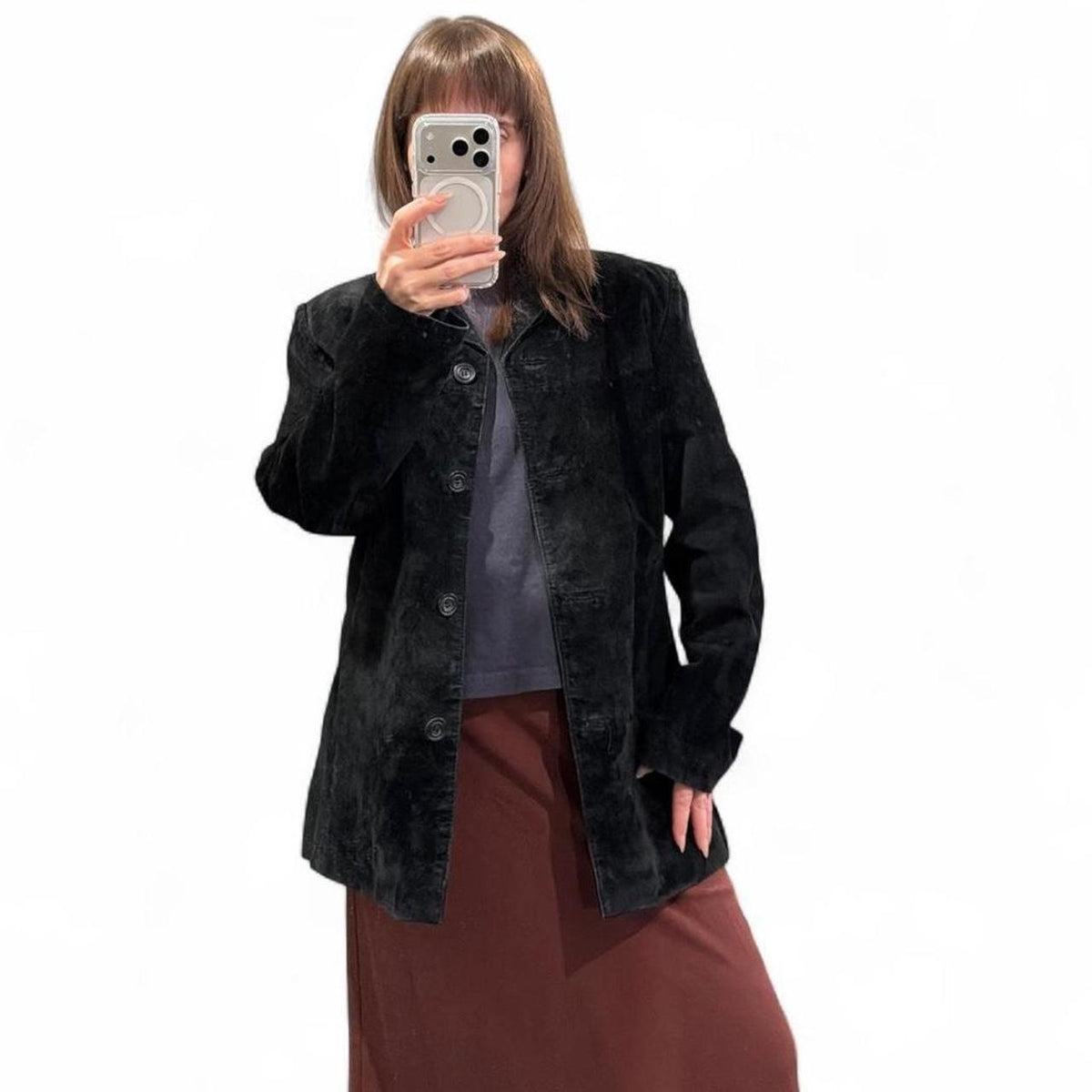 Vintage Black Suede Leather Jacket