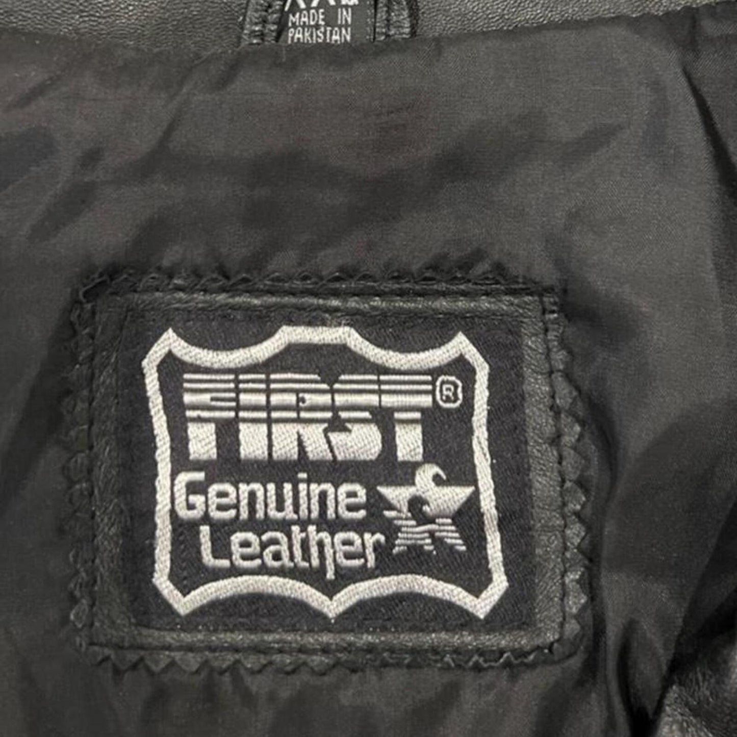 Vintage Black Leather Moto Jacket Oversized 90s Biker Coat XXL